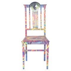 Chaise peinte portugaise avec oeil Designée par Francisco Camilo