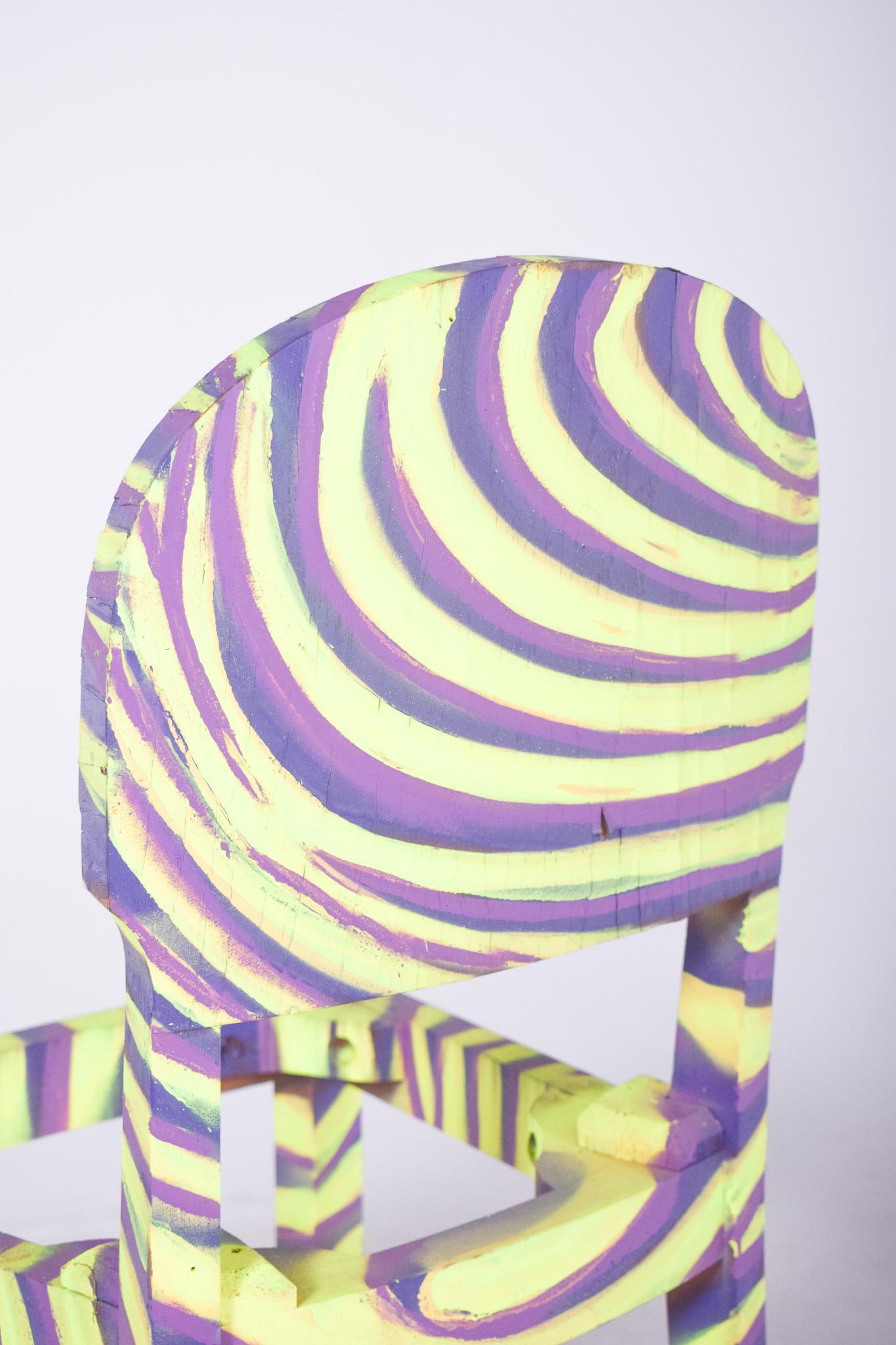 Bois Chaise peinte portugaise Zebra Design By Francisco Camilo en vente