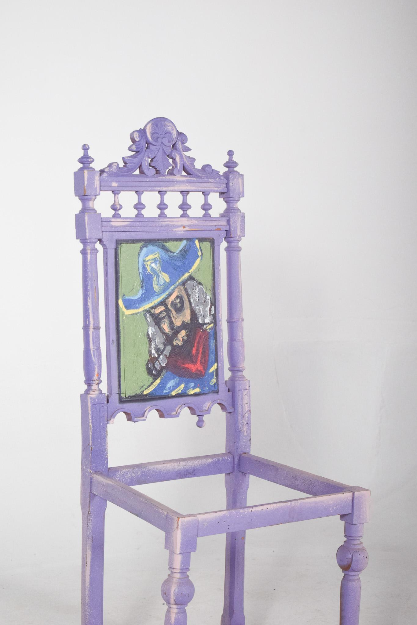 Moderne Chaise pirate peinte portugaise par Francisco Camilo en vente