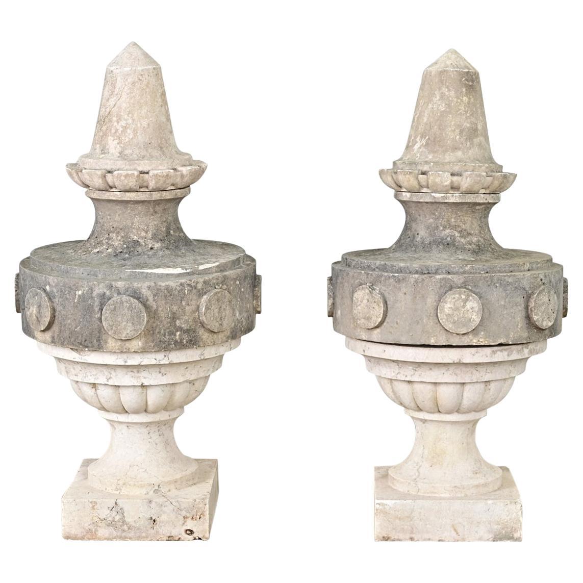 Portuguese Pair of 19th Century Carved Stone Pinnacles For Sale