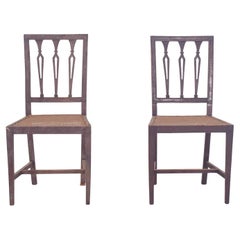 Portuguese Pair of Chairs with Straw Seats
