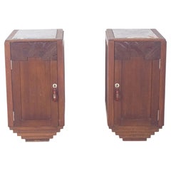 Portuguese Pair of Deco-Style Bedside Tables