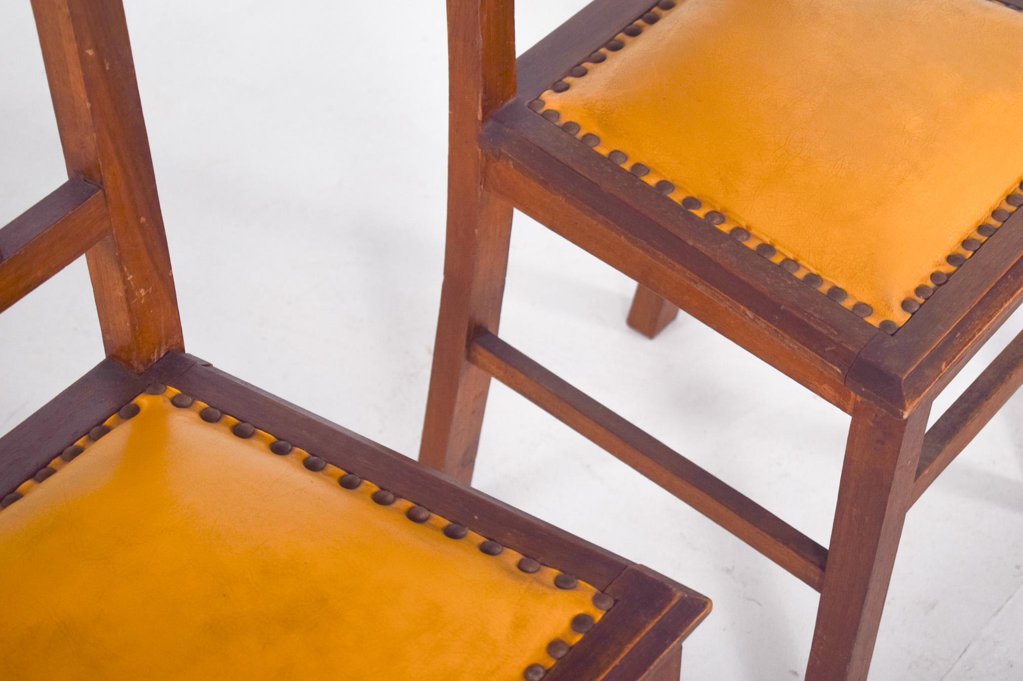 Portuguese Pair of Dining Chairs in Yellow For Sale 1