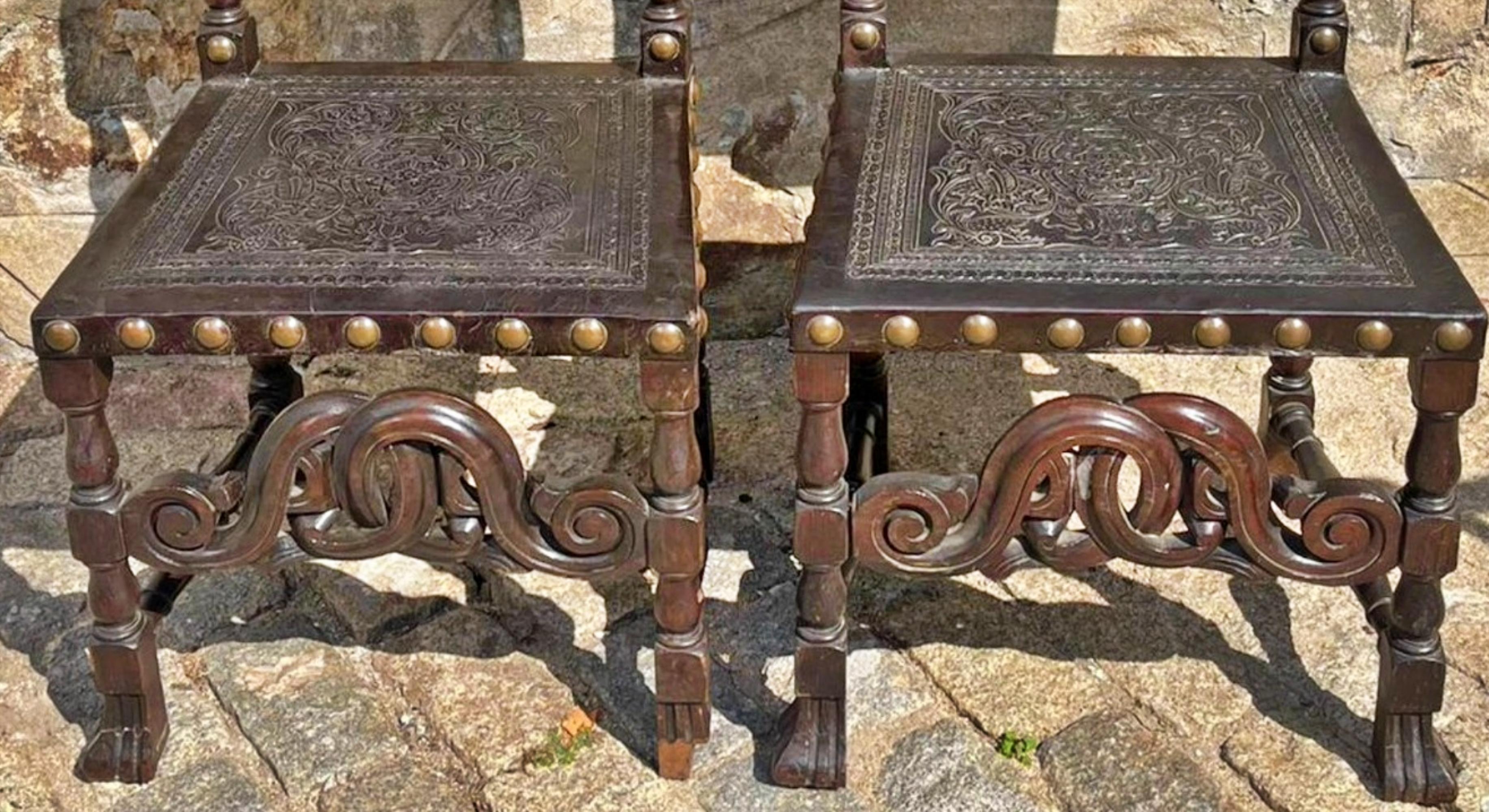 Portuguese Pair of HighBacked Chairs, 18th Century For Sale at 1stDibs