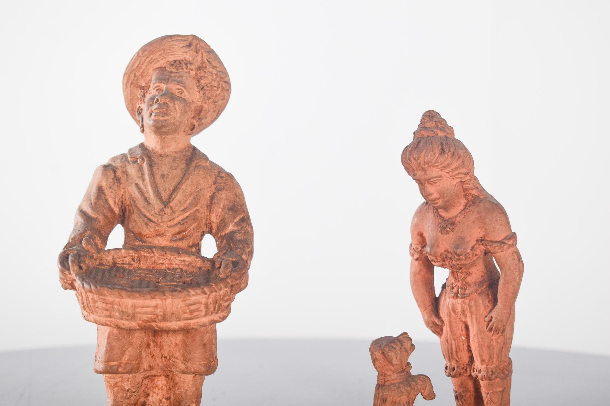 Mid-Century moderno Coppia di sculture in terracotta portoghesi in vendita