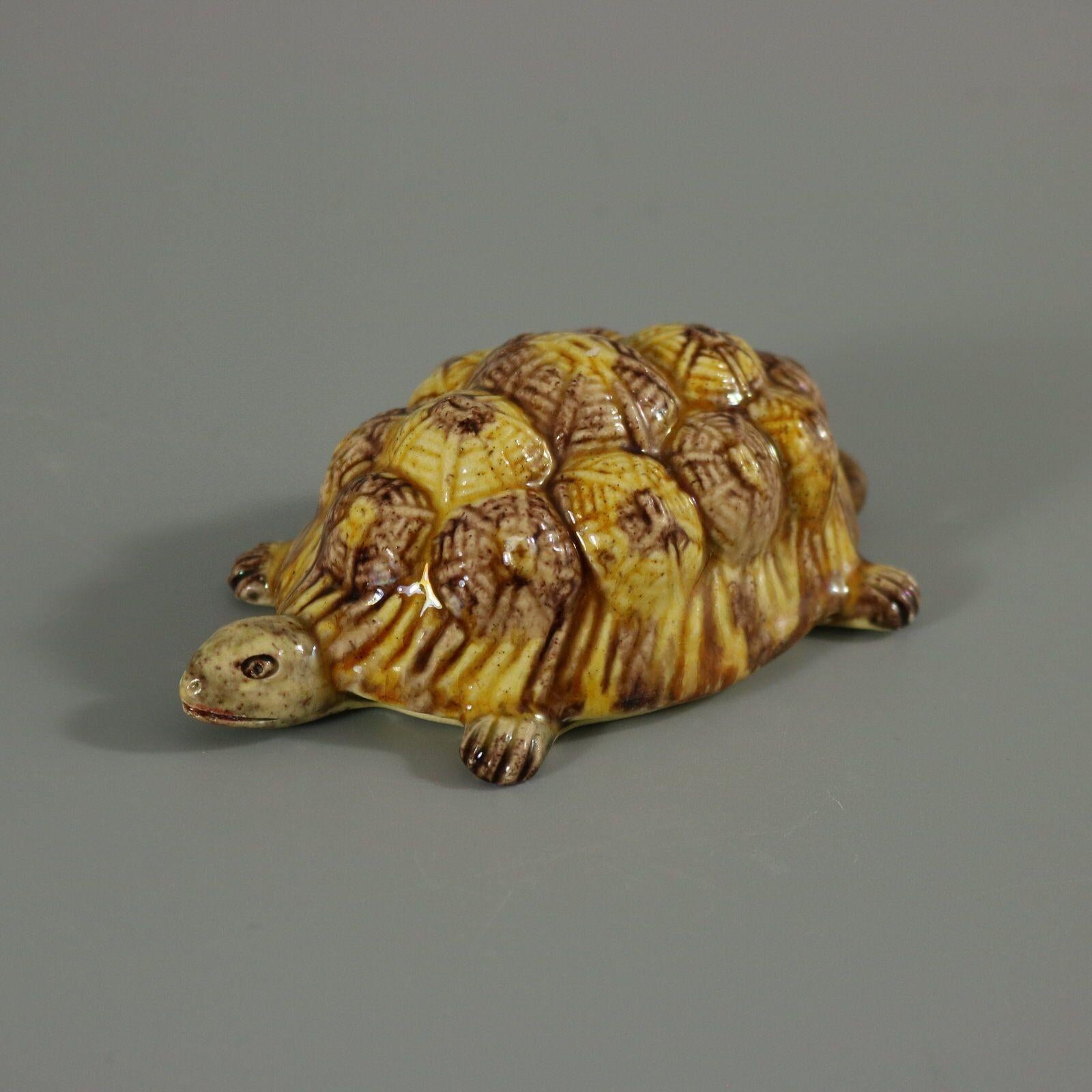 Victorian Portuguese Palissy Majolica Tortoise Figure For Sale