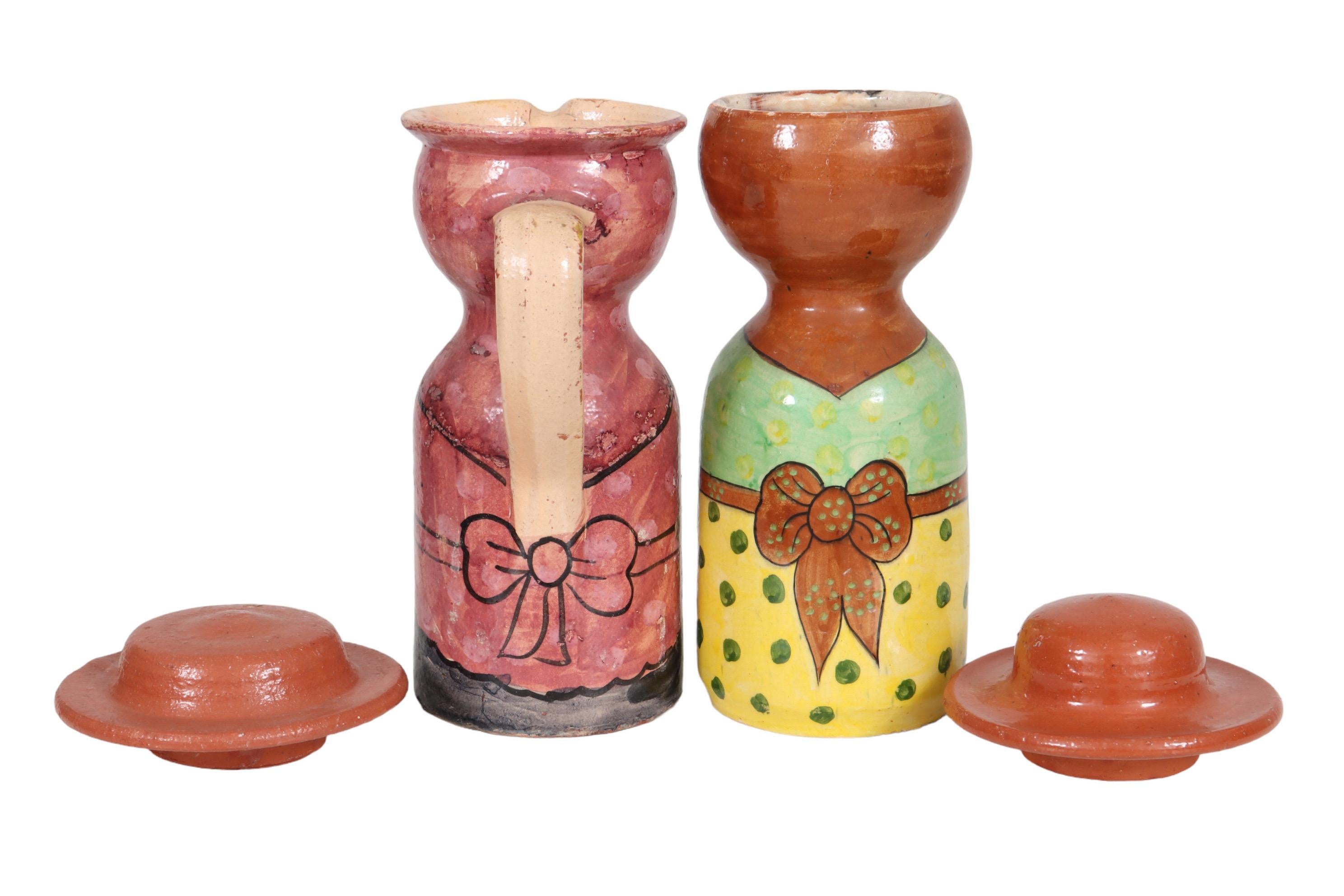 Portuguese Piracca Redondo Pottery Jugs, S/2 In Good Condition For Sale In Bradenton, FL