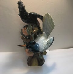 Sculpture en porcelaine portugaise d'oiseaux en forme de cerceau par Vista Alegre