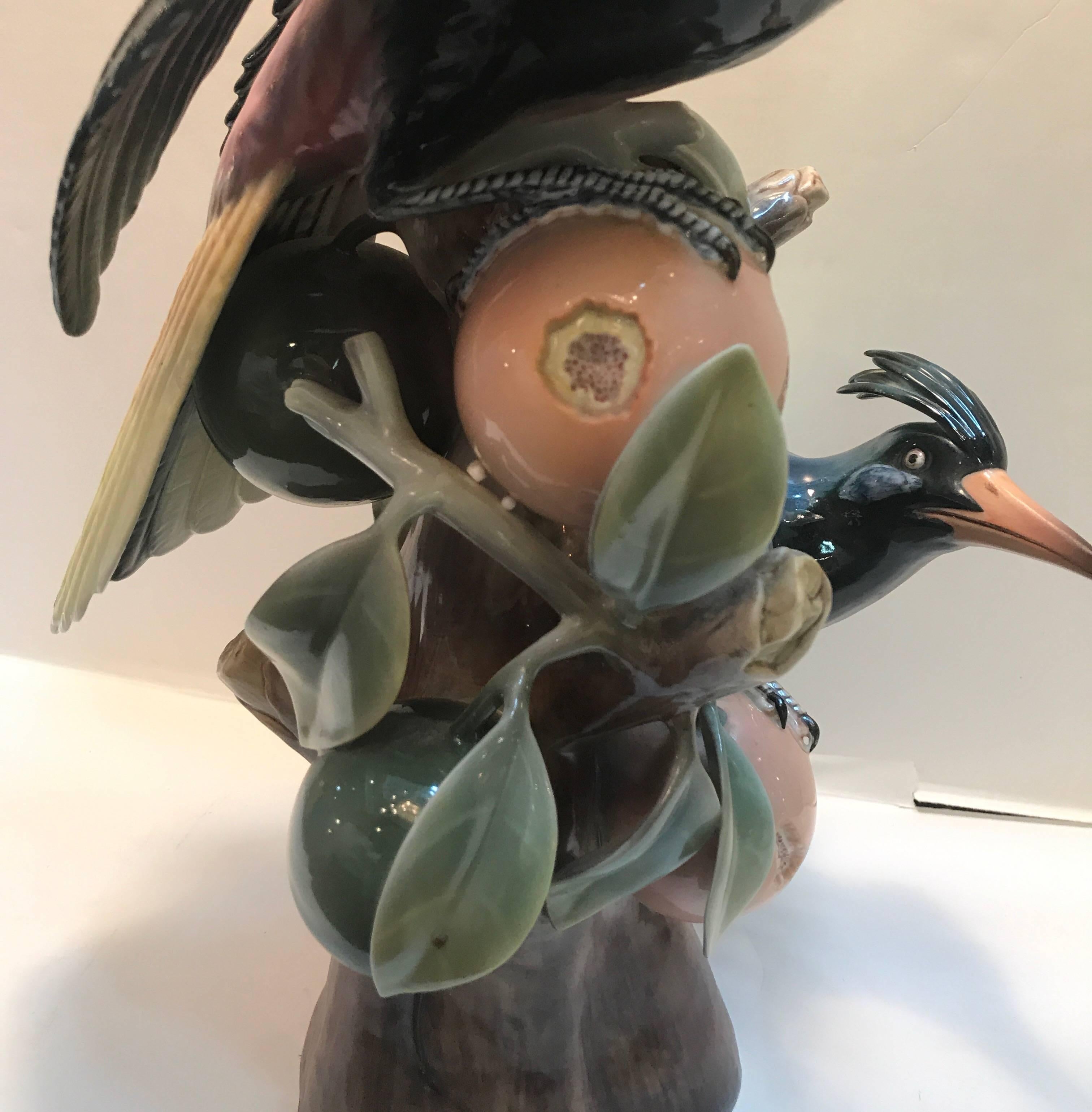 20th Century Portuguese Porcelain Sculpture of Hoope Birds by Vista Alegre For Sale