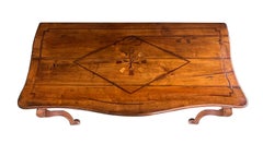 Portuguese Provincial Inlaid Fruitwood Console Table