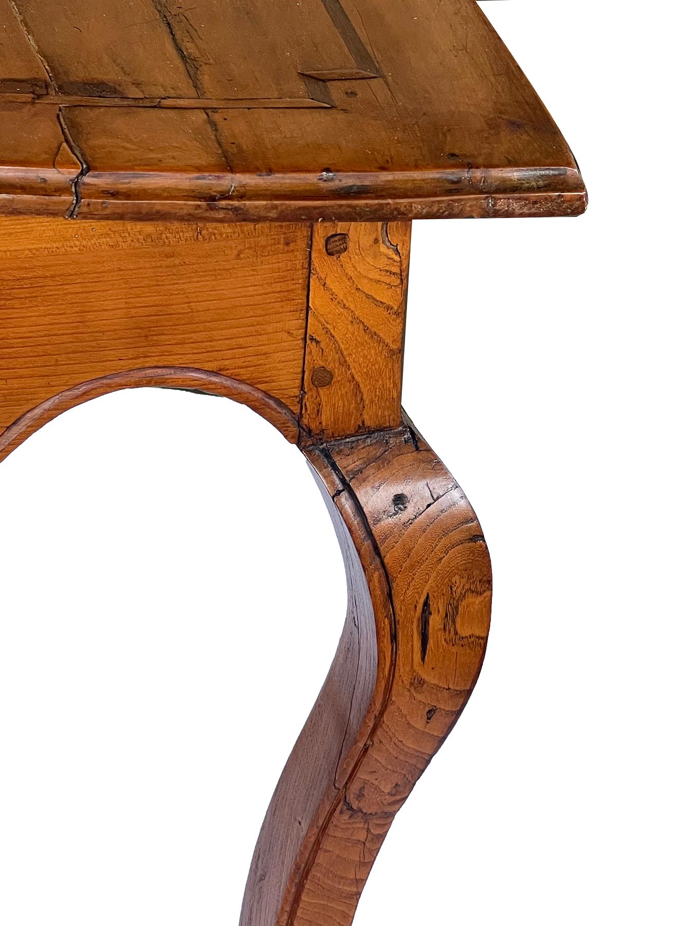 Mid-19th Century Portuguese Provincial Inlaid Fruitwood Console Table For Sale
