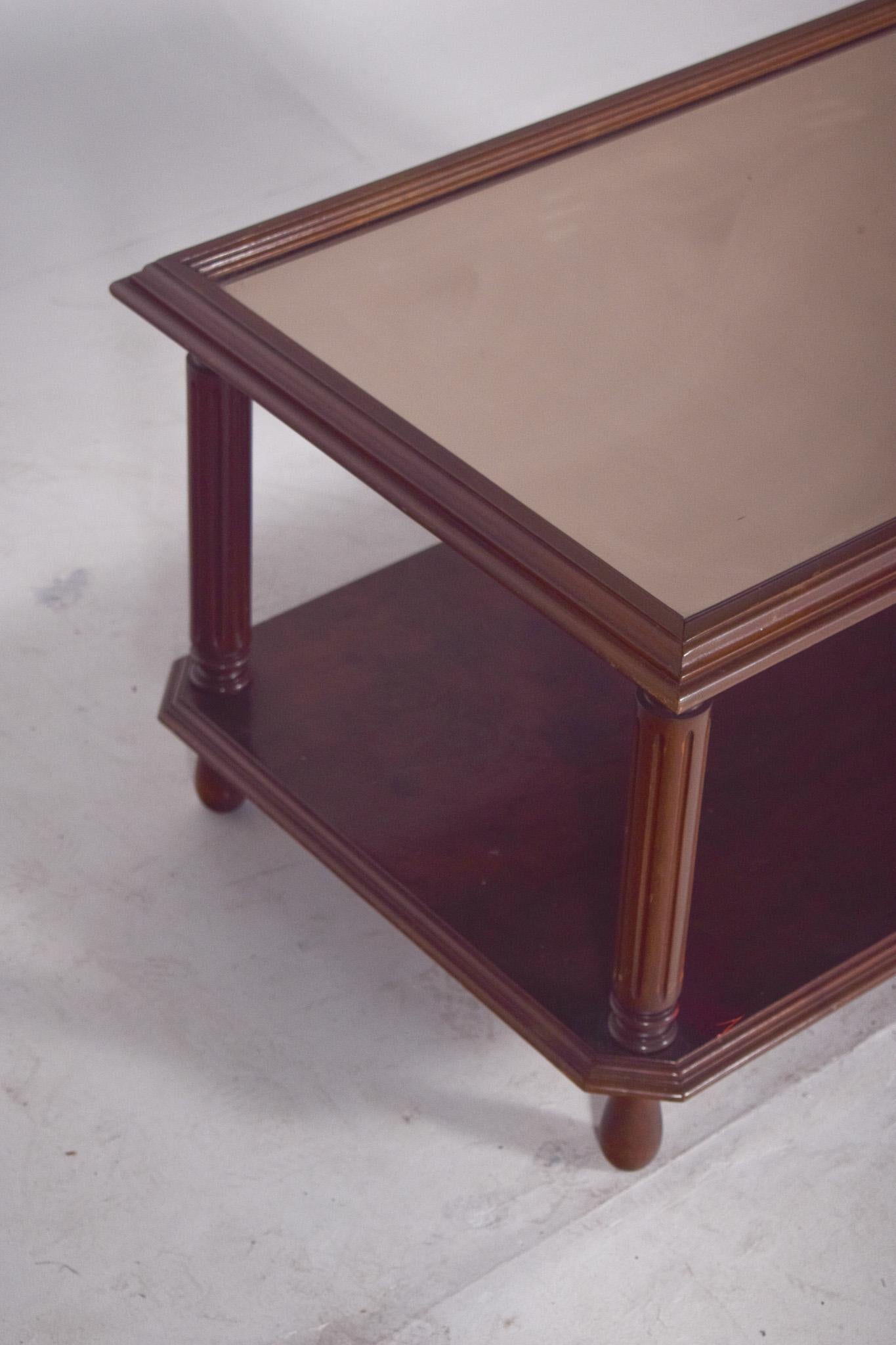 Late 20th Century Portuguese Rectangular Coffee Table with Glass Top For Sale
