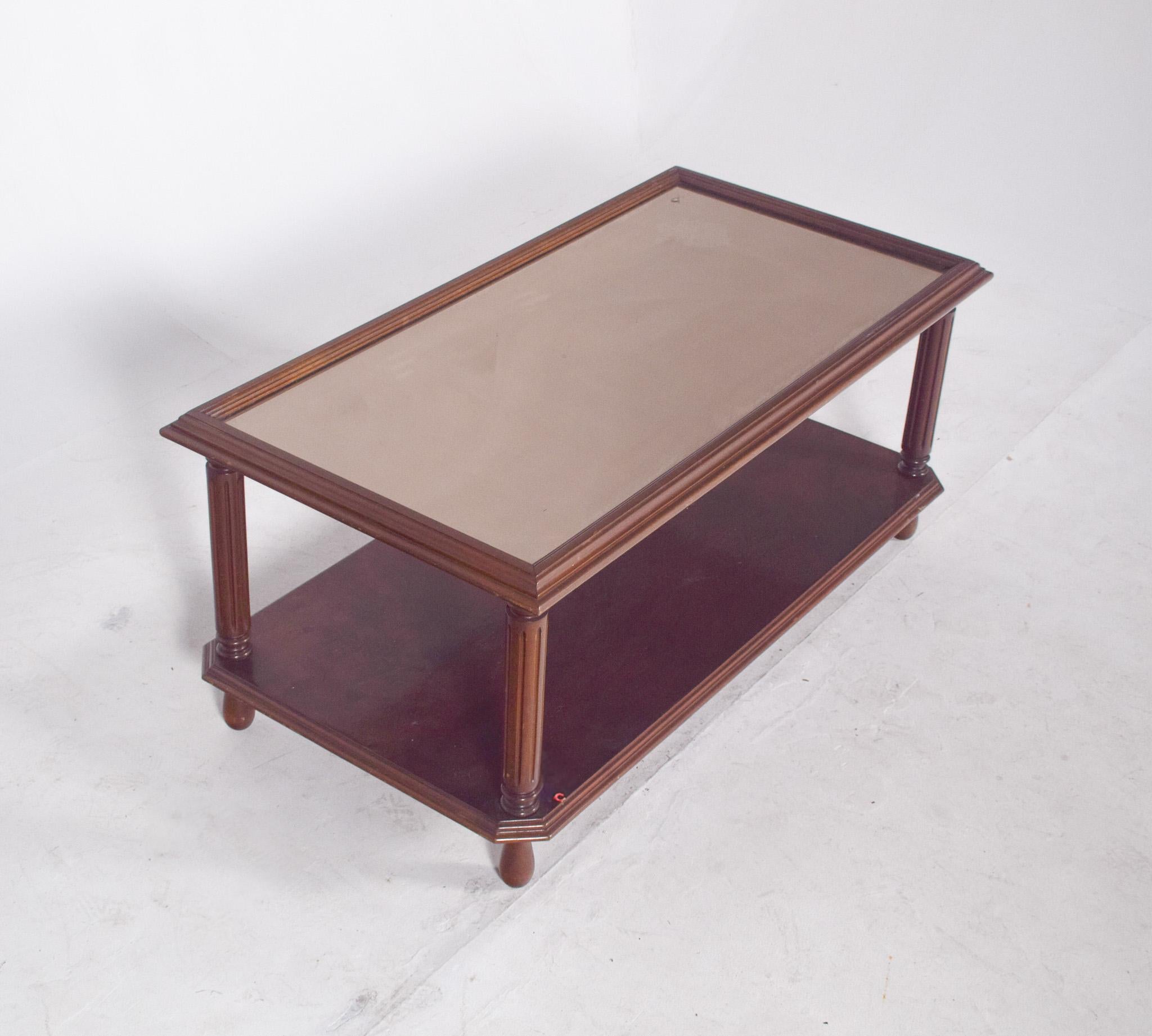 Portuguese Rectangular Coffee Table with Glass Top For Sale 1