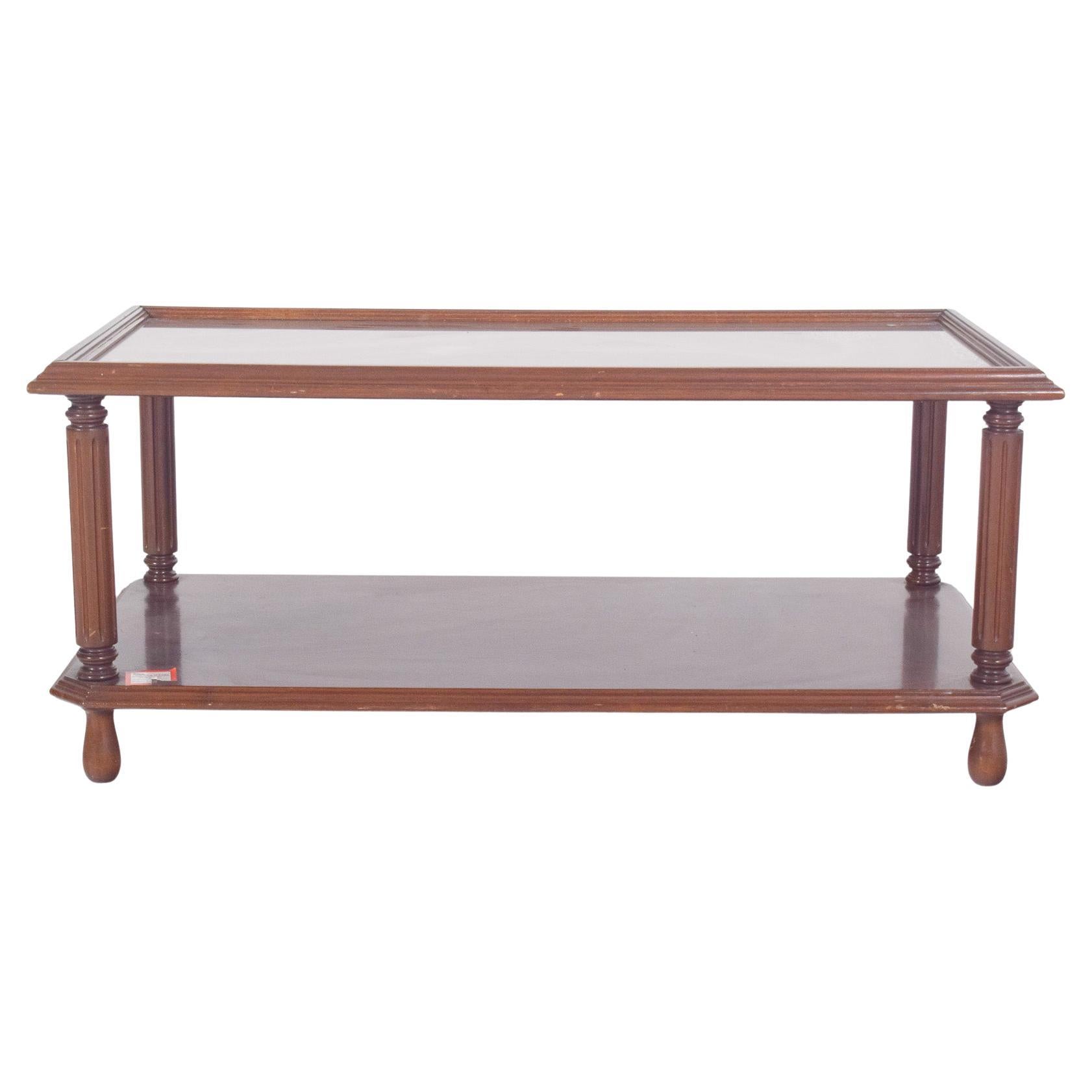 Portuguese Rectangular Coffee Table with Glass Top