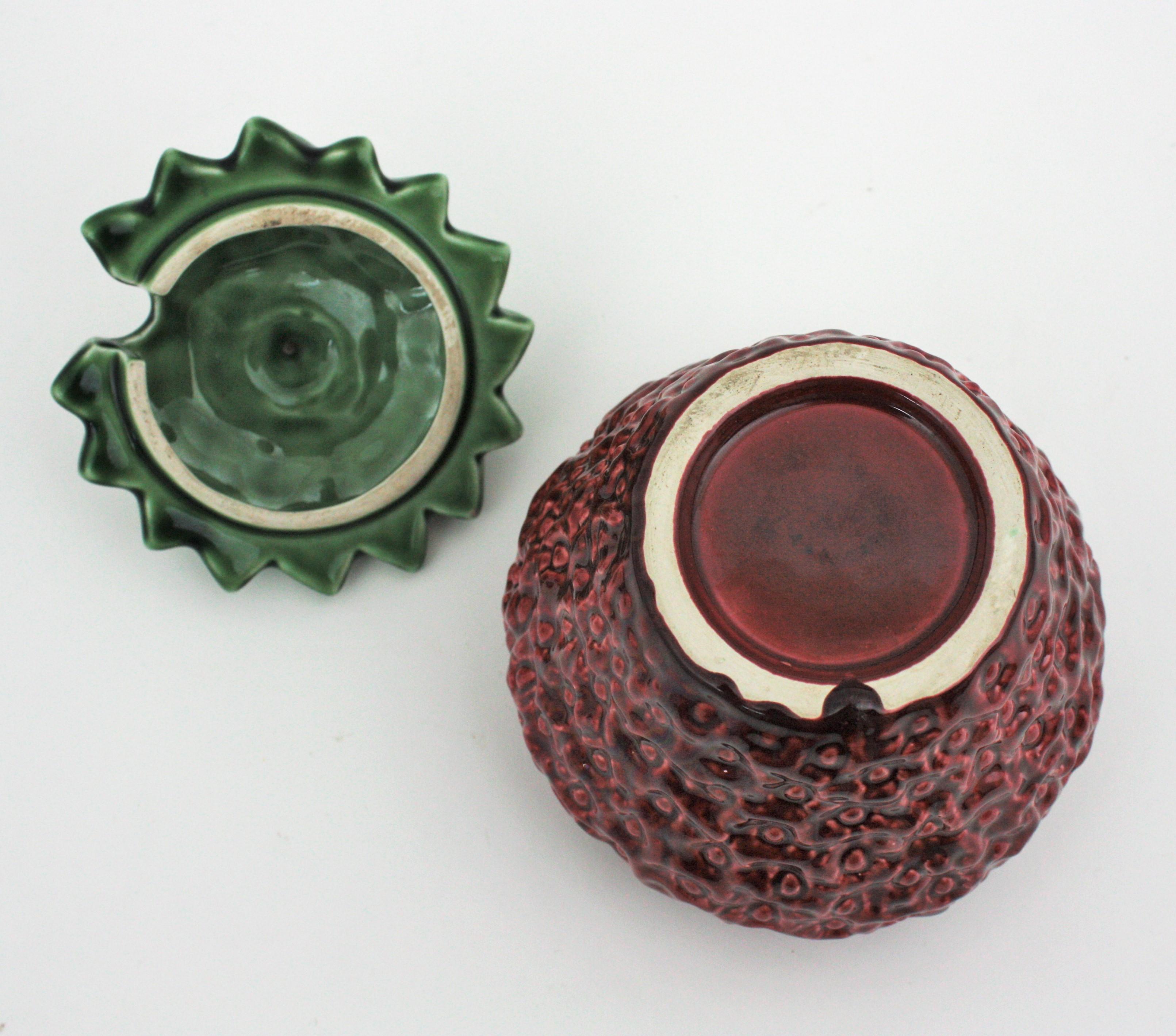 Glazed Strawberry Shaped Majolica Ceramic Tureen by Bordalo Pinheiro For Sale