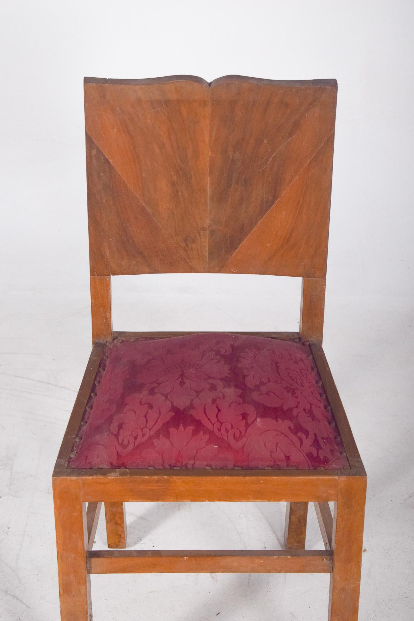 Mid-Century moderno Sedia da pranzo imbottita rosso portoghese in vendita