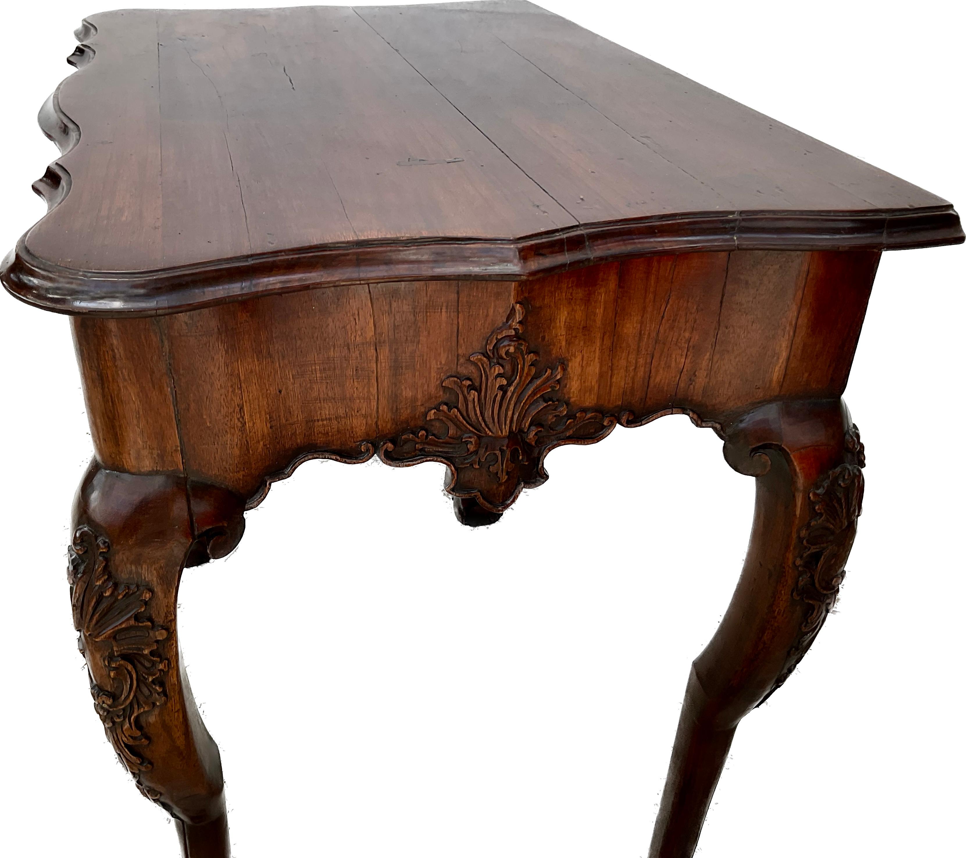 Portuguese Rococo Carved Console Table For Sale 6