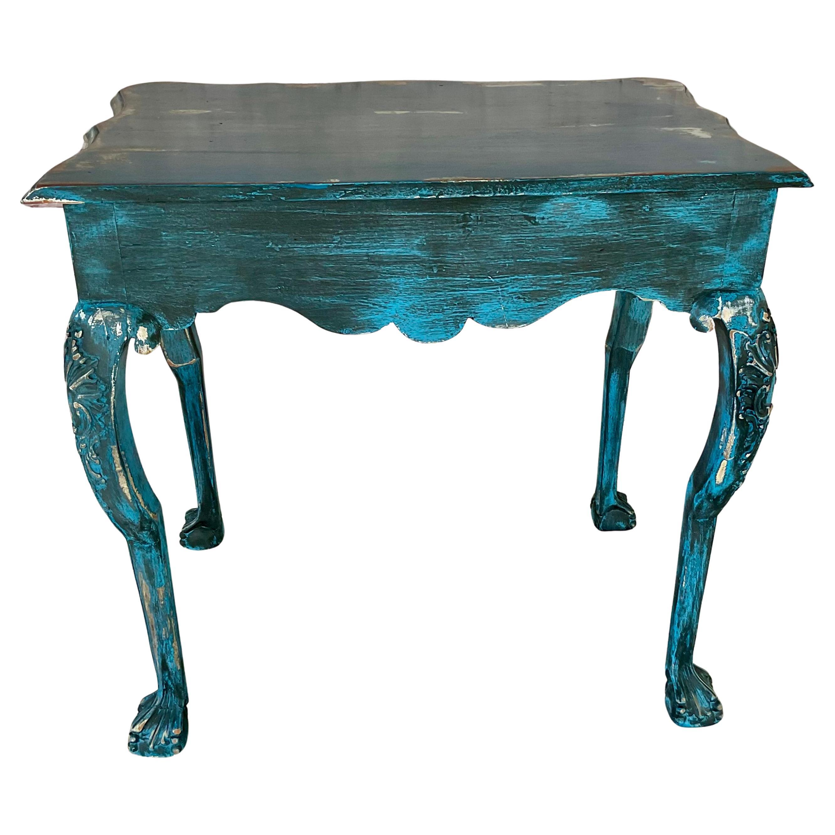 Portuguese Rococo Carved Painted Console Table For Sale 2