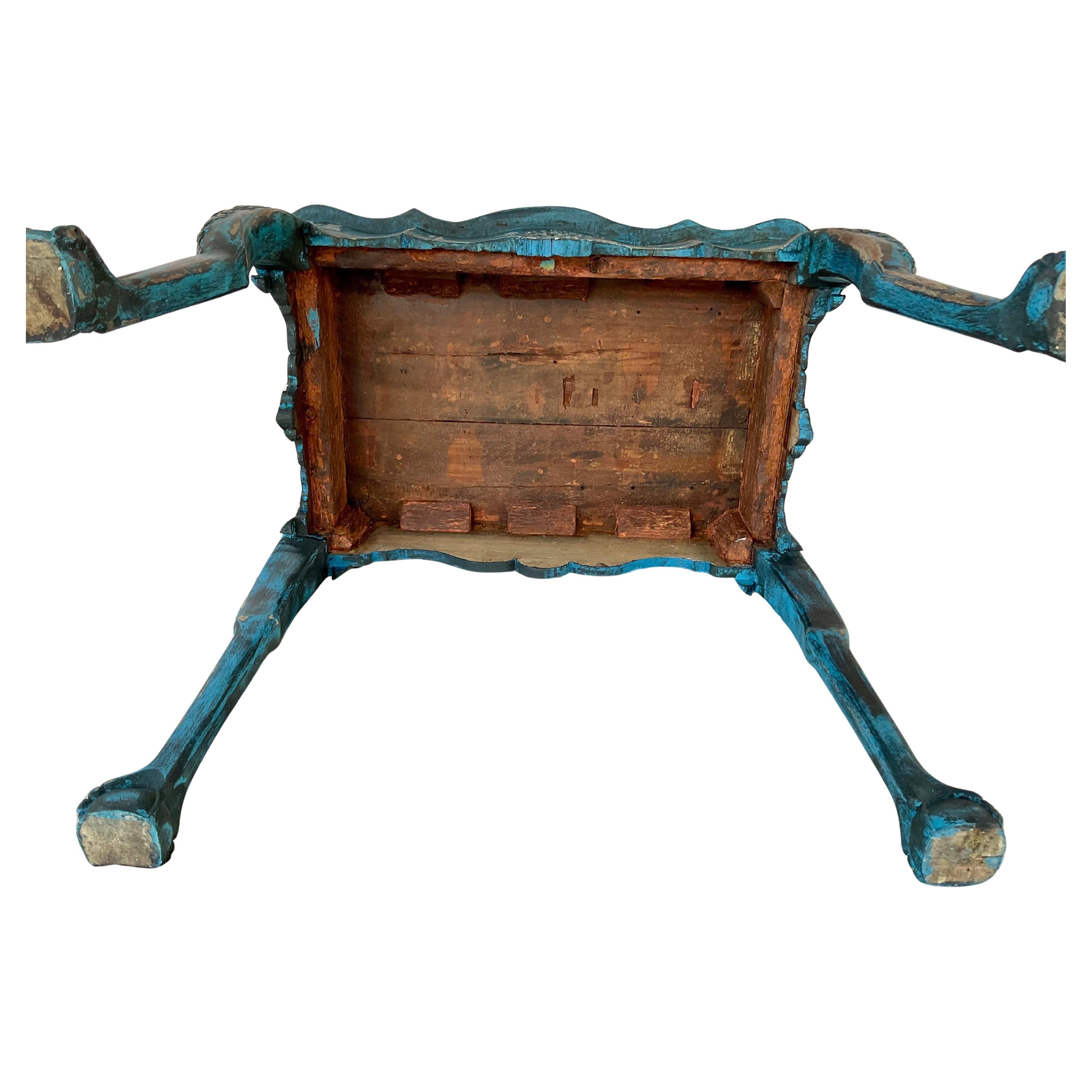 Portuguese Rococo Carved Painted Console Table For Sale 3