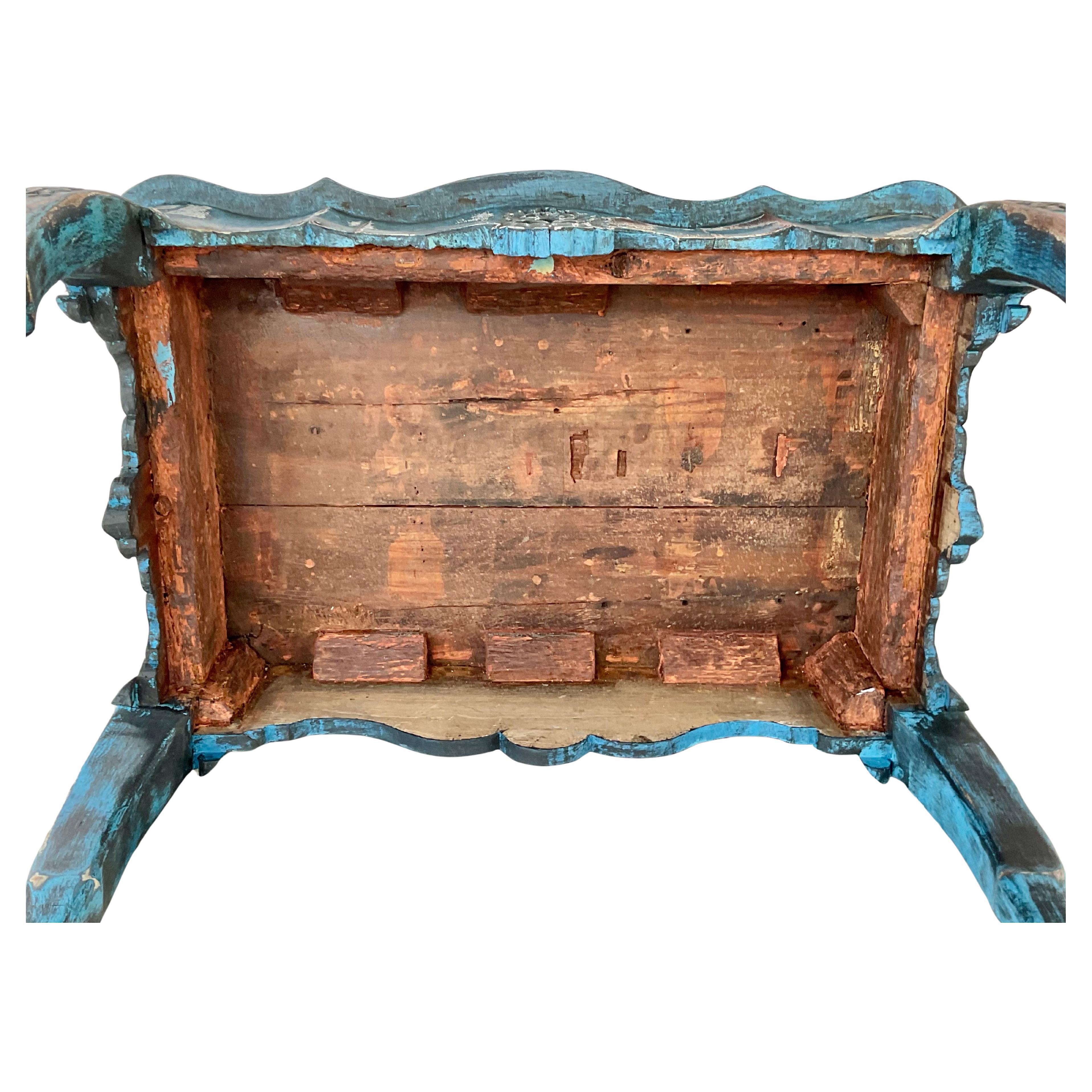 Portuguese Rococo Carved Painted Console Table For Sale 4