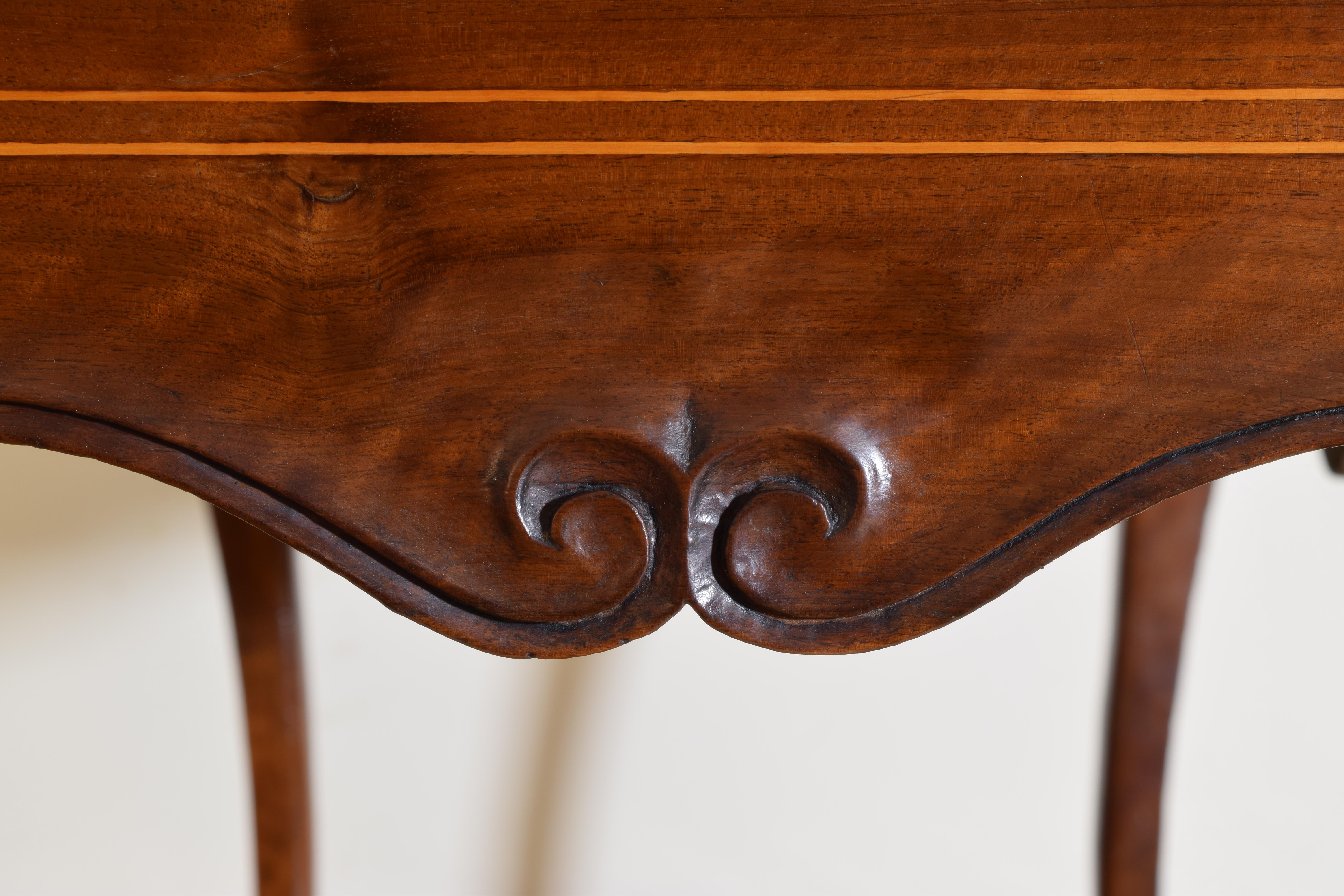 Portuguese Rococo Period Carved Walnut & Inlaid 1-Drawer Console, mid 18th cen. For Sale 6