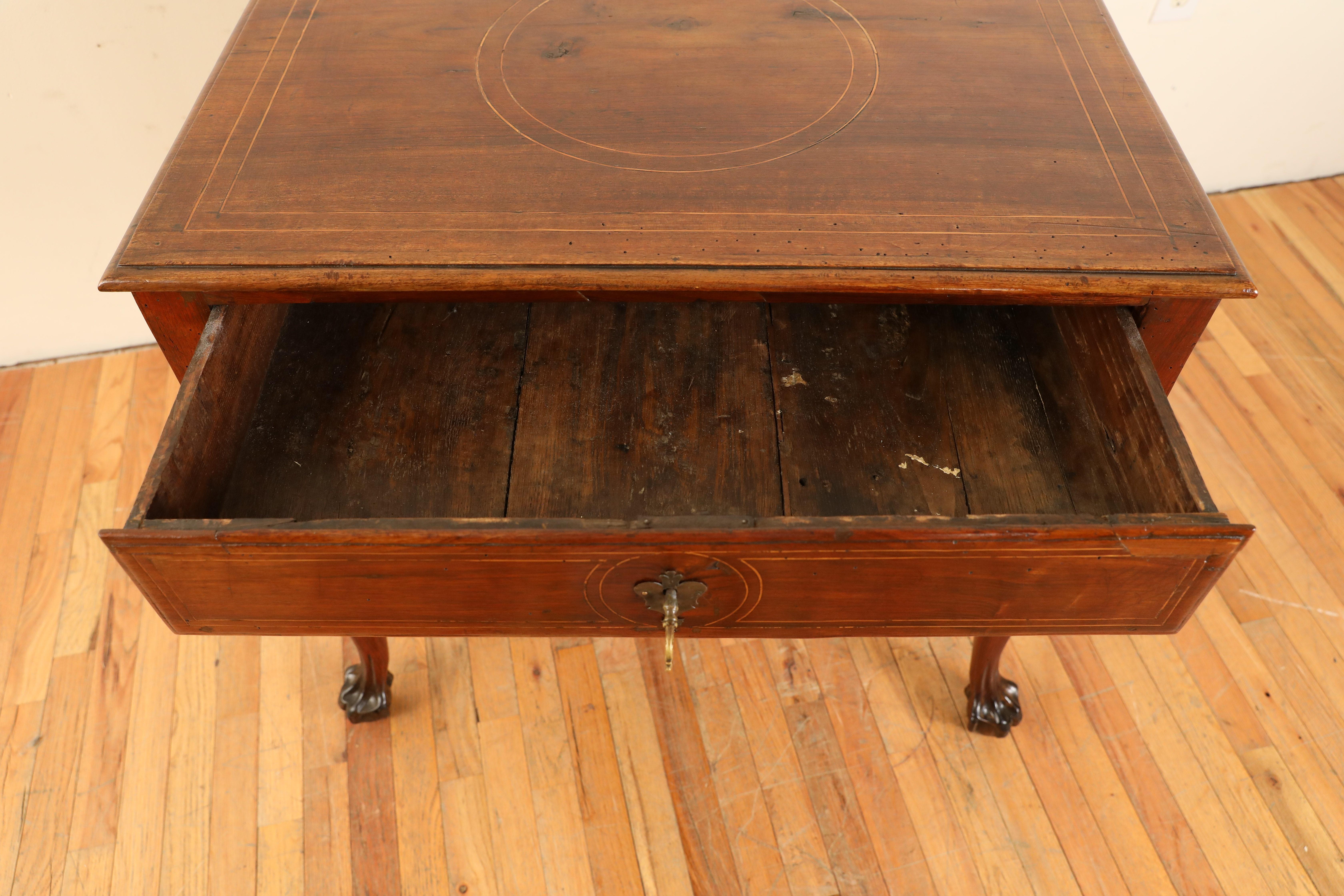 Portuguese Rococo Period Carved Walnut and Inlaid 1-Drawer Table, mid ...