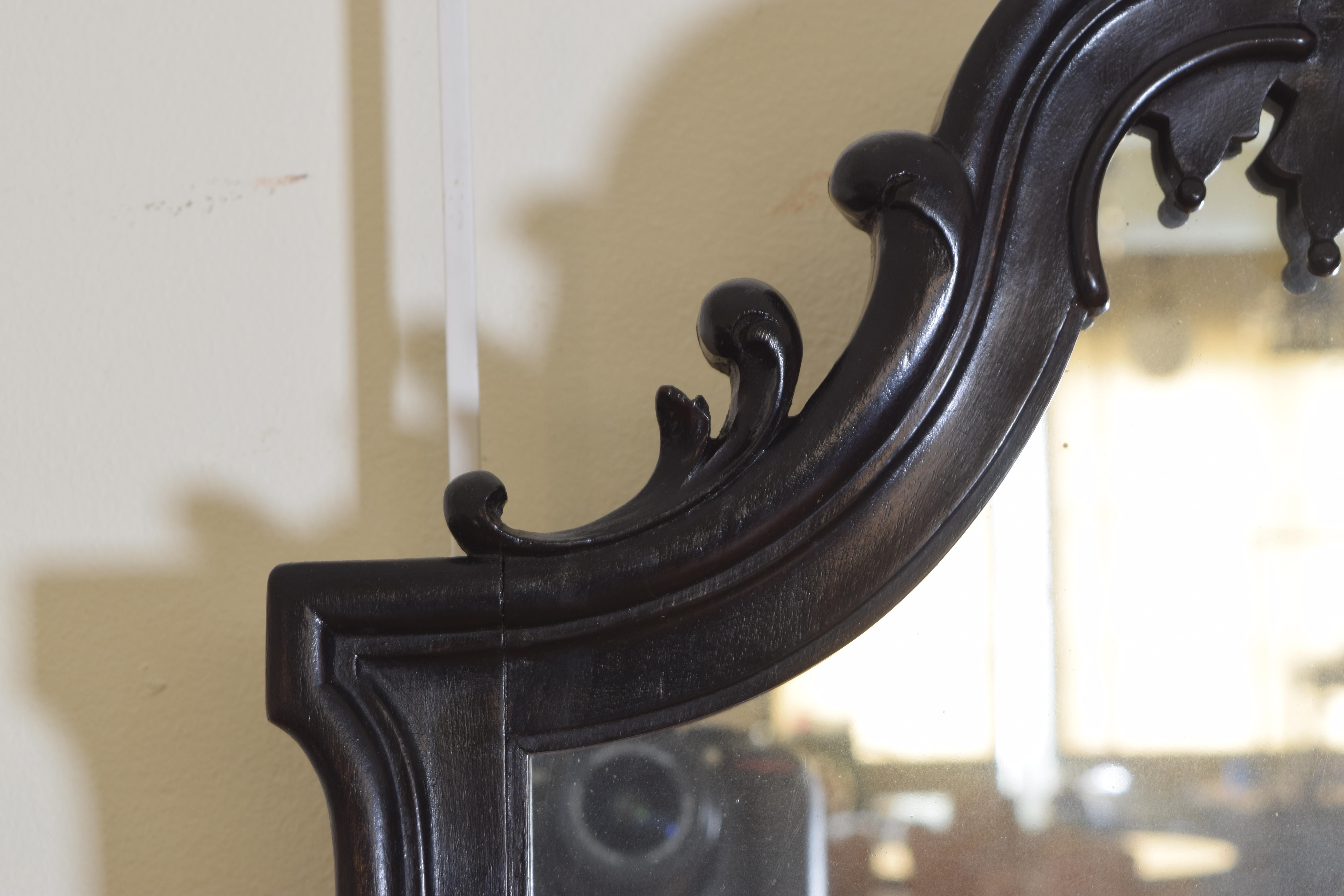 Portuguese Rococo Revival Carved and Ebonized Wood Mirror, circa 1875 1