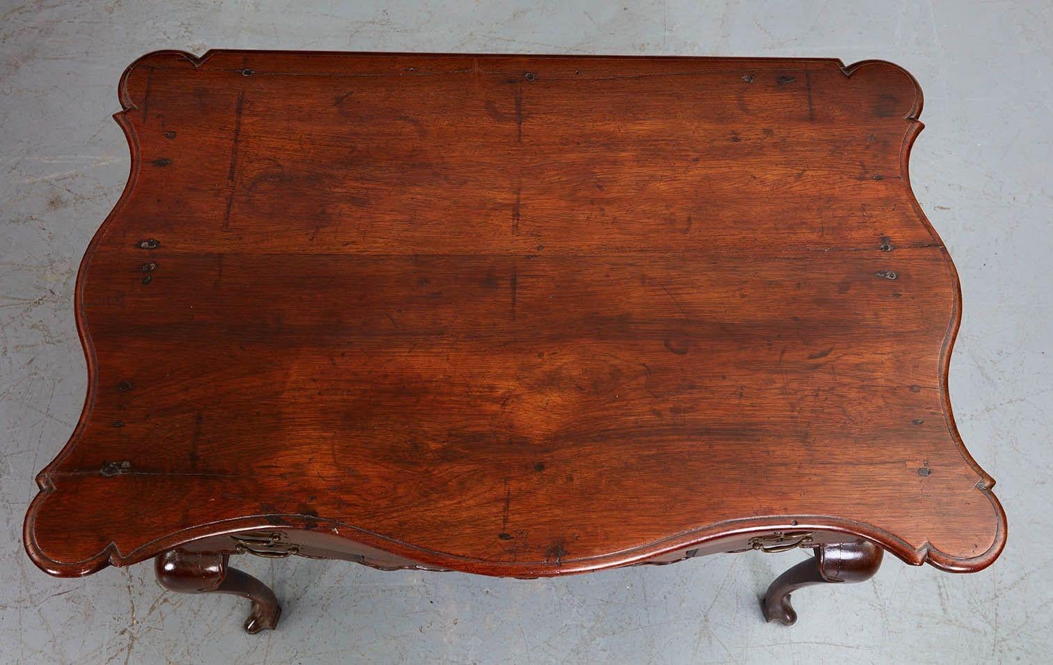 Carved Portuguese Rococo Rosewood Side Table For Sale