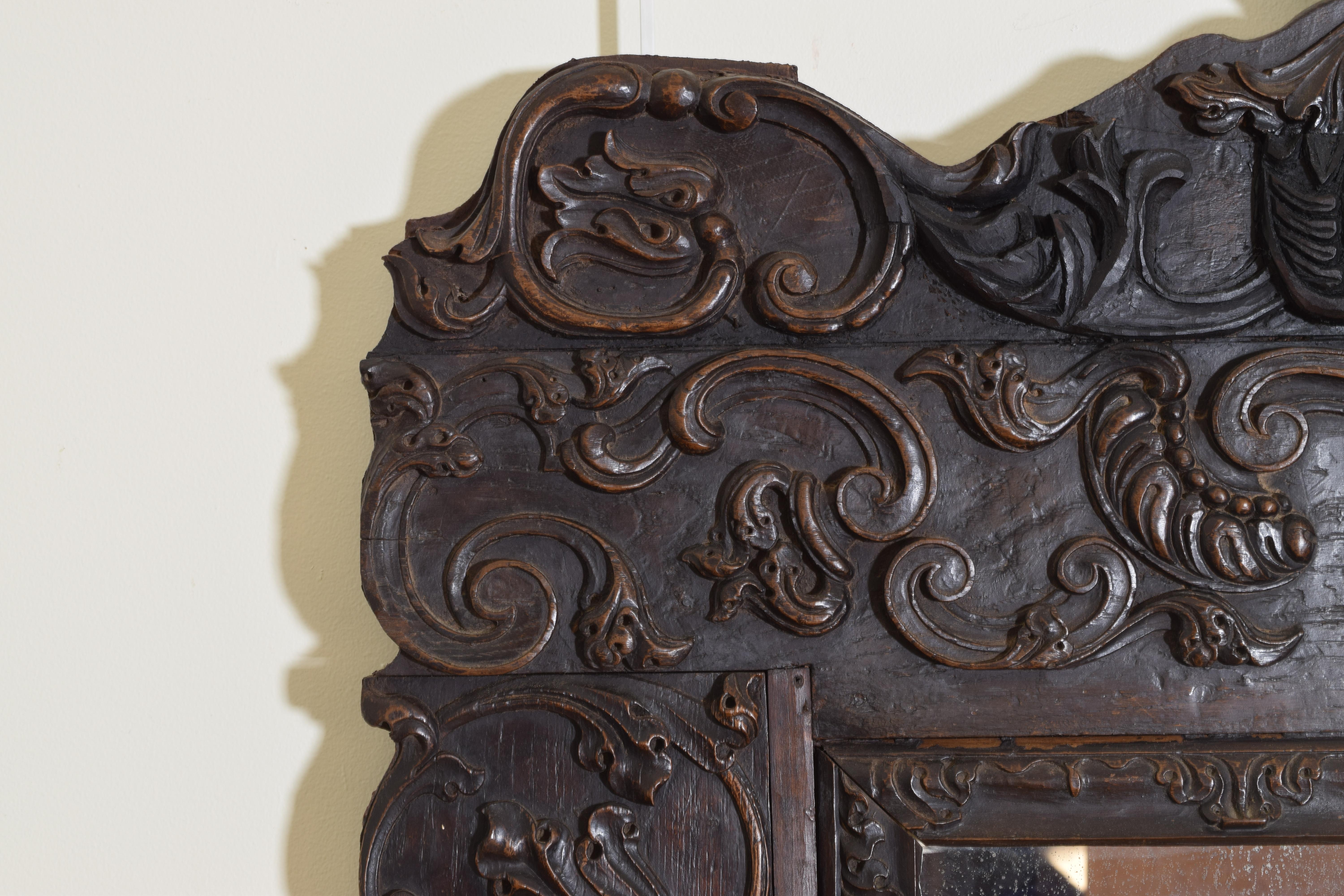Portuguese Rococo Sizable Carved Walnut Mirror, Mid-18th Century 3