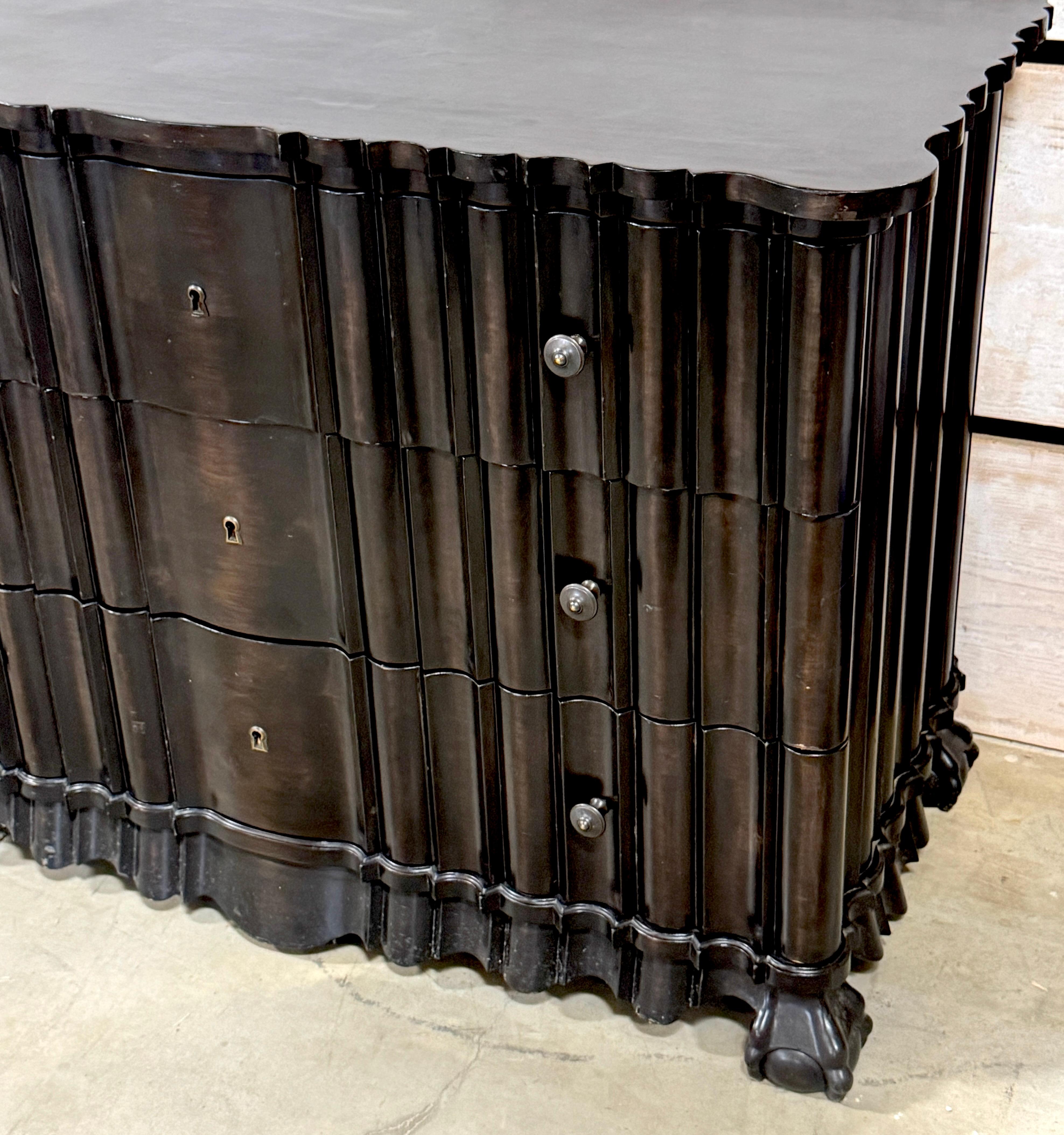 Portuguese Rococo Style  Ebonized Three-Drawer Chest, 2nd Available For Sale 8