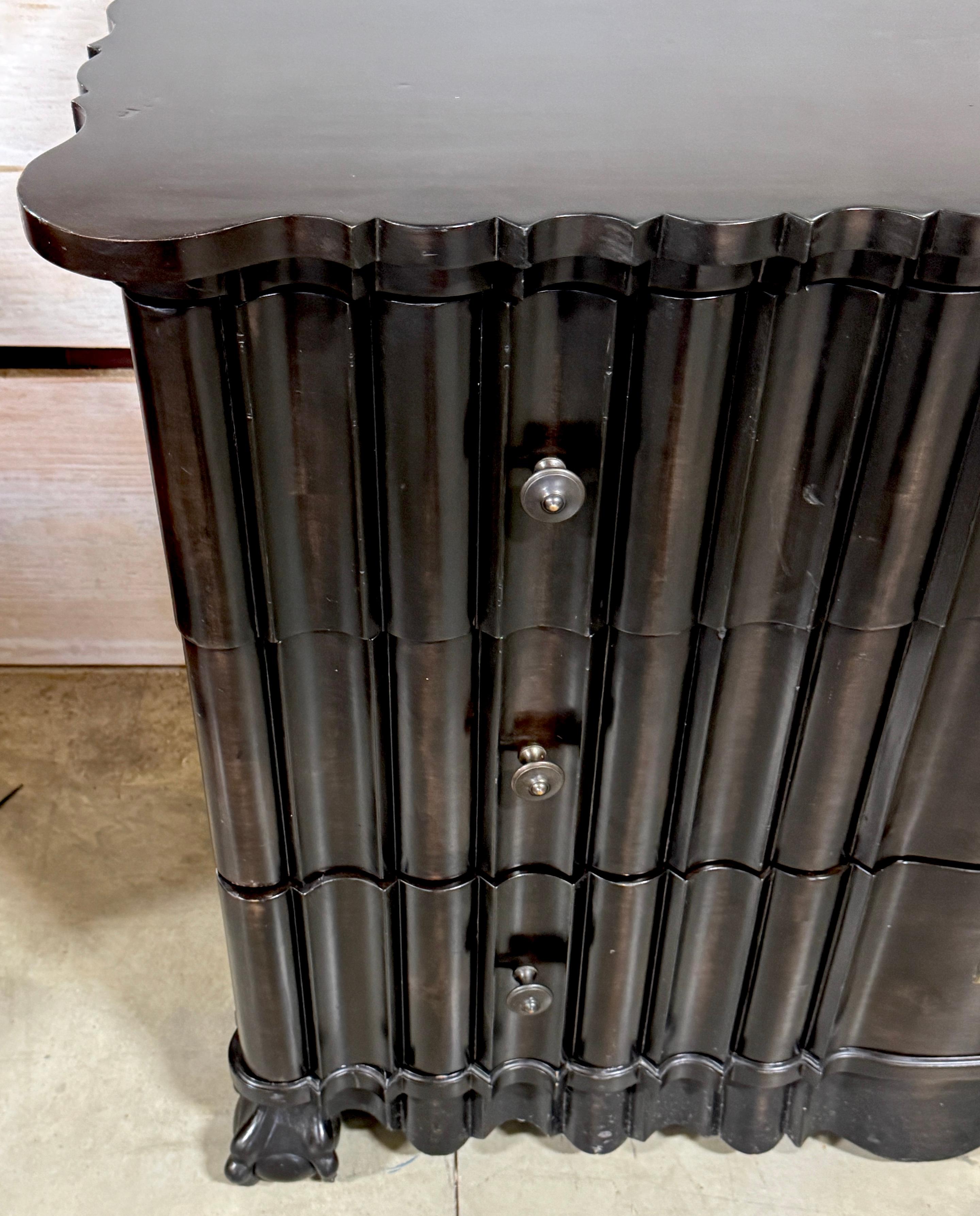 Portuguese Rococo Style  Ebonized Three-Drawer Chest, 2nd Available For Sale 10