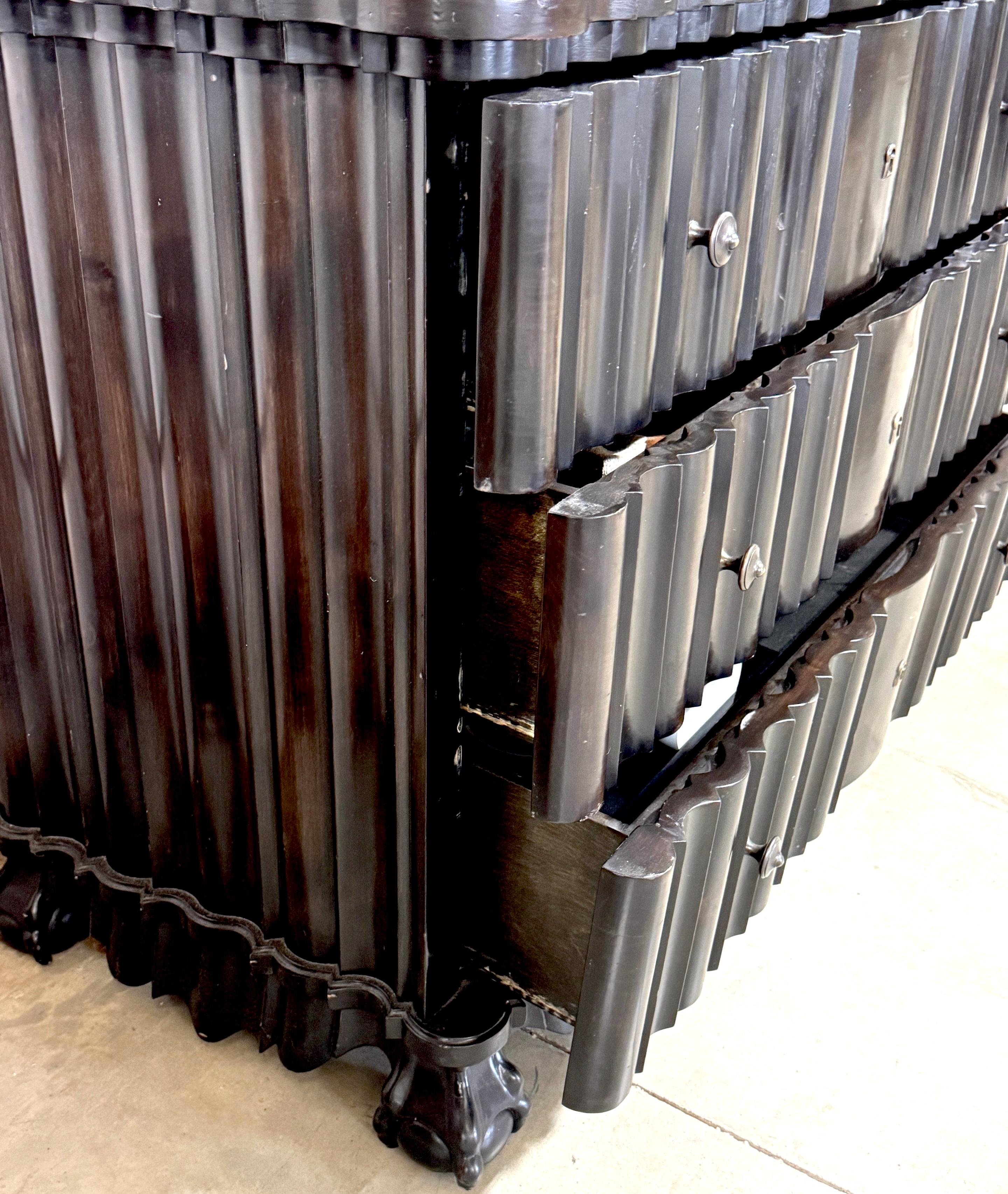 Portuguese Rococo Style  Ebonized Three-Drawer Chest, 2nd Available For Sale 11