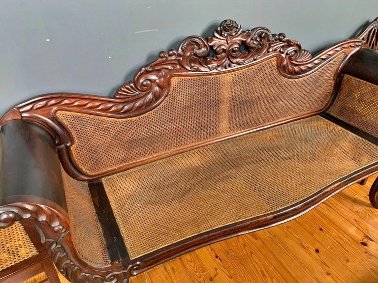 Portuguese Romantic "Canape" Sofa 19th Century Palisander Wood For Sale