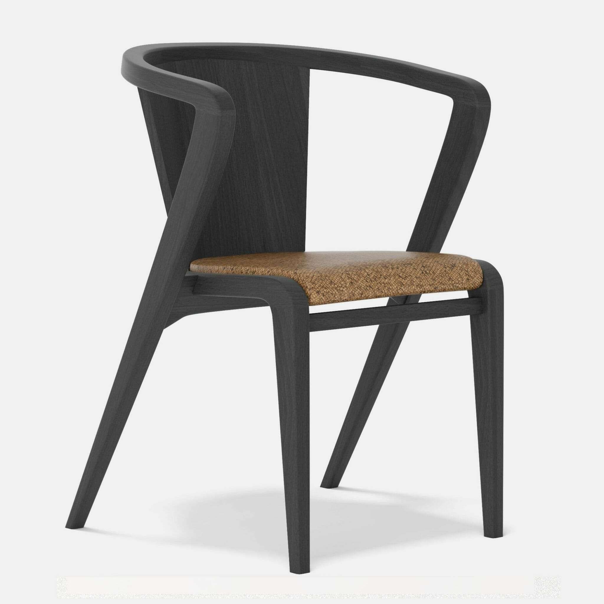 Silla Raíces Portuguesas de Madera de Fresno Negro Pastel y Tela de Alexandre Caldas en Nuevo estado para la venta en Geneve, CH