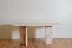 Portuguese Oval Rosa Marble 3-Piece Dining Table, ca. 1970