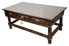 18th Century Portuguese Solid Rosewood and Brass Coffee Table