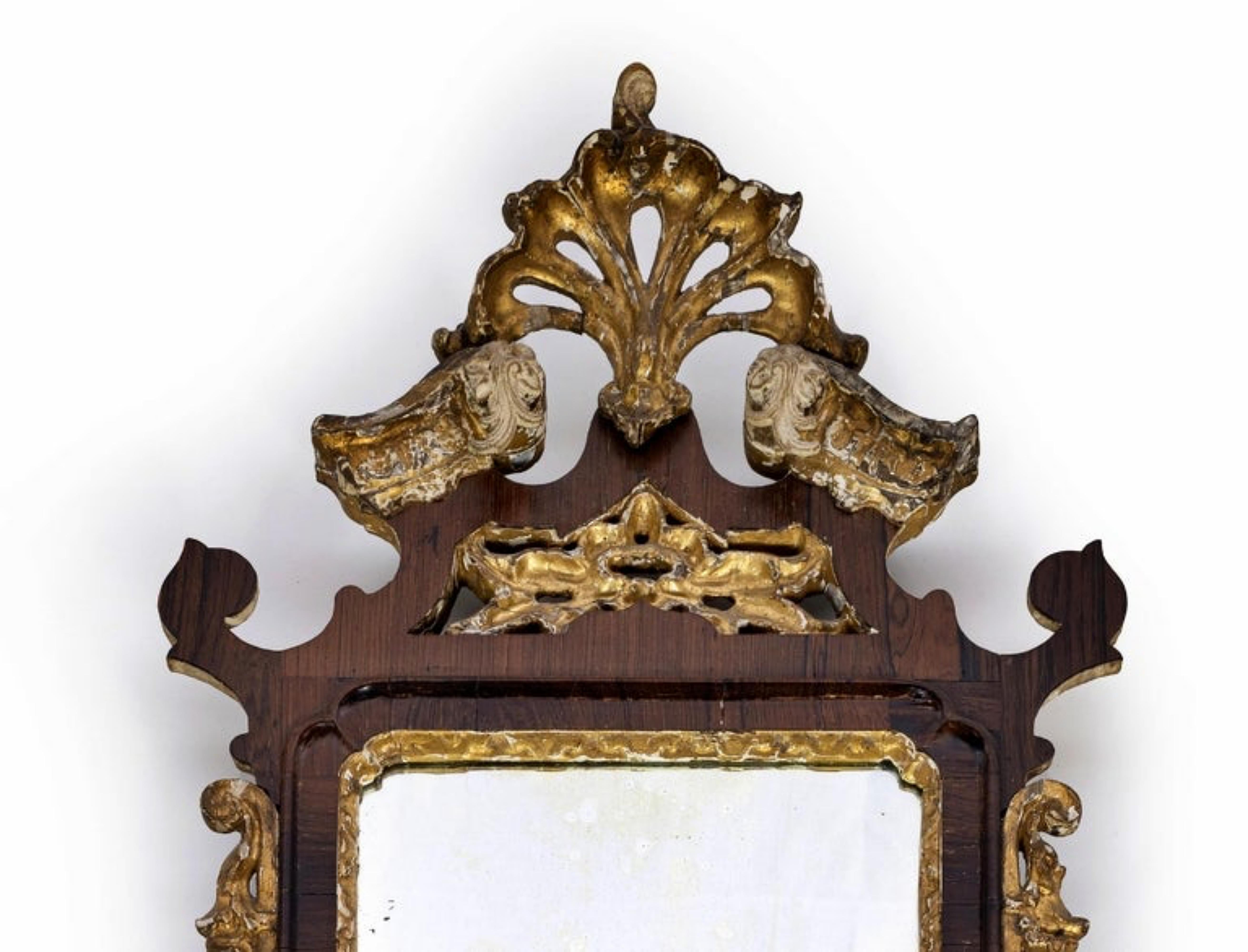 Rinascimento Specchio da parete in palissandro portoghese del XVIII secolo in vendita