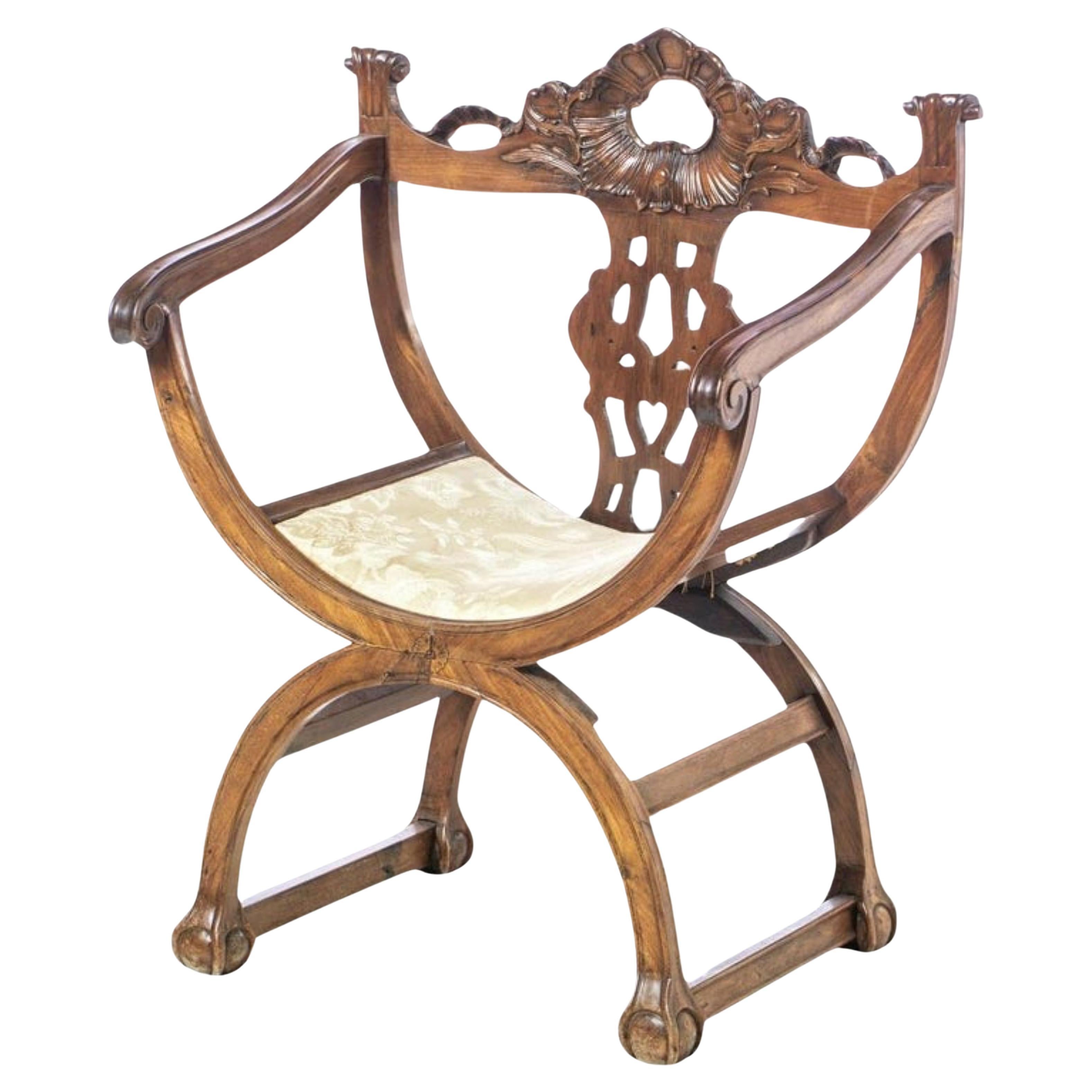 Portugiesischer Stuhl „Savonarola“ aus brasilianischem Palisanderholz, 18. Jahrhundert