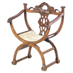 Chaise portugaise Savonarola du 18ème siècle en bois de rose brésilien