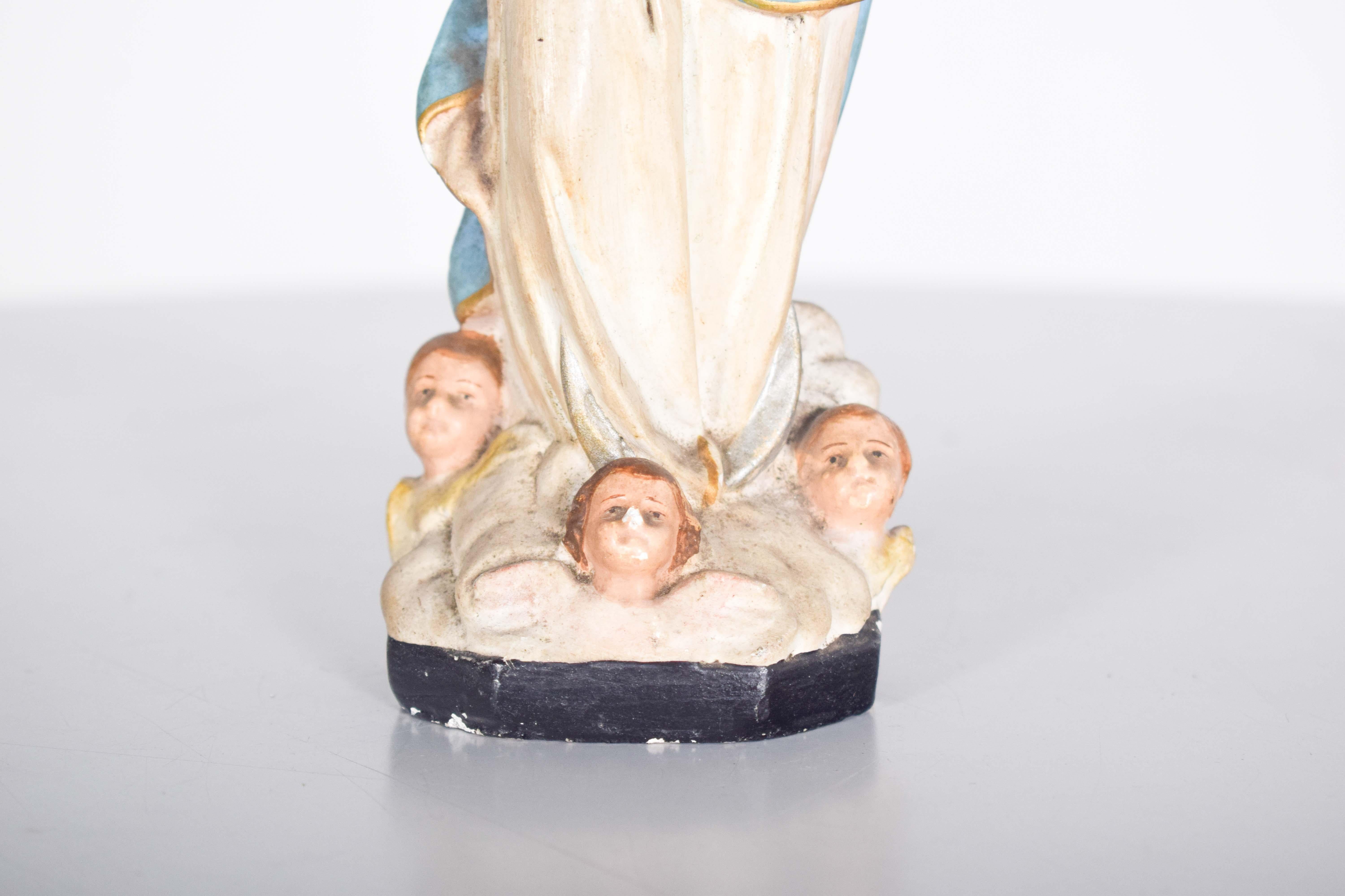 Dipinto a mano Scultura portoghese di Nossa Senhora da Imaculada Conceição in vendita