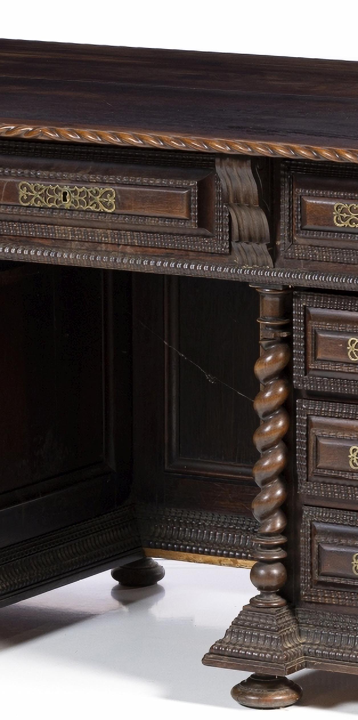 Renaissance PORTUGUESE SECRETARY  19th Century in Rosewood For Sale