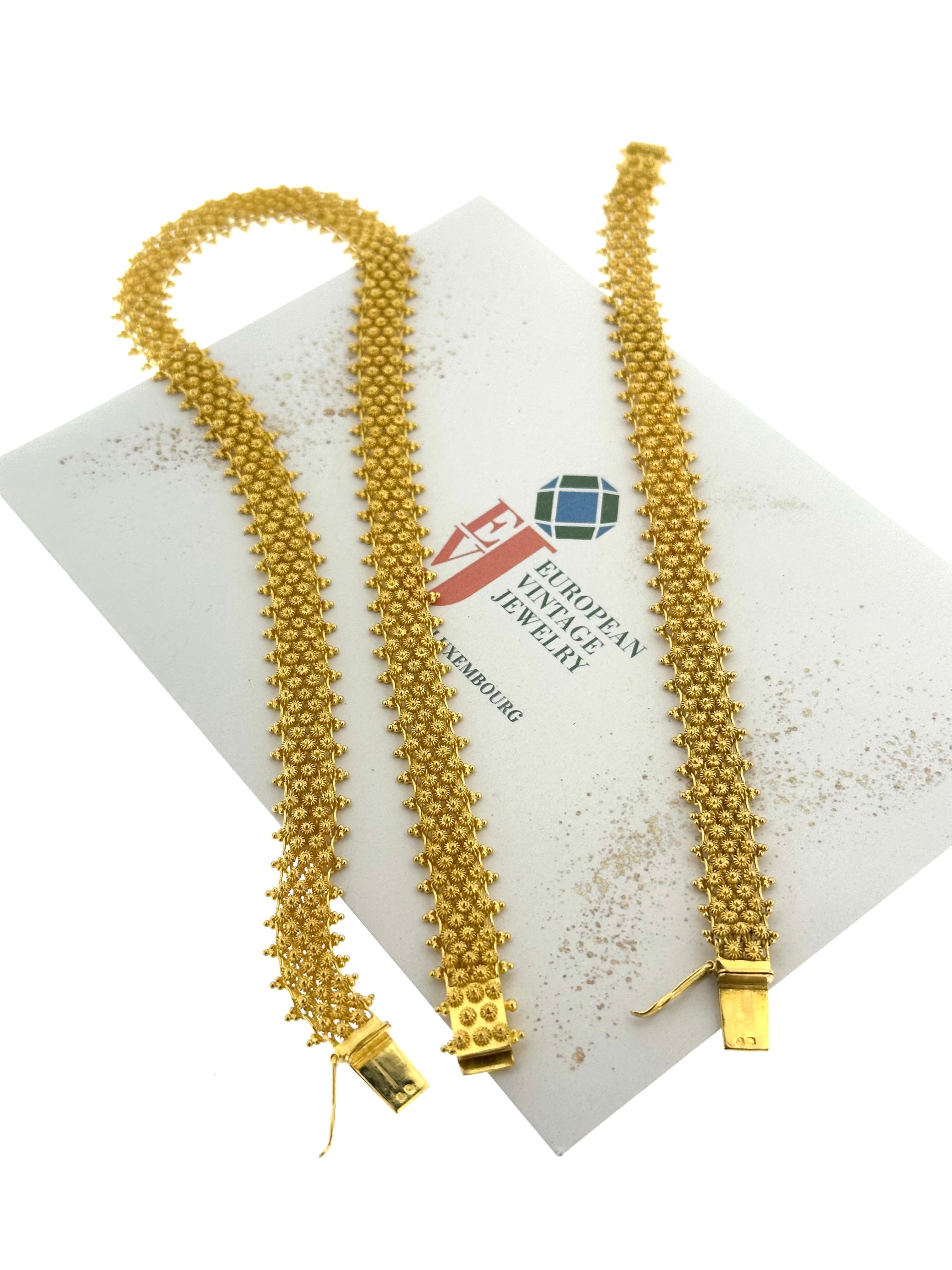 Portugiesisches Set-Armband und Halskette aus 19 Karat Gelbgold (Kunsthandwerker*in) im Angebot