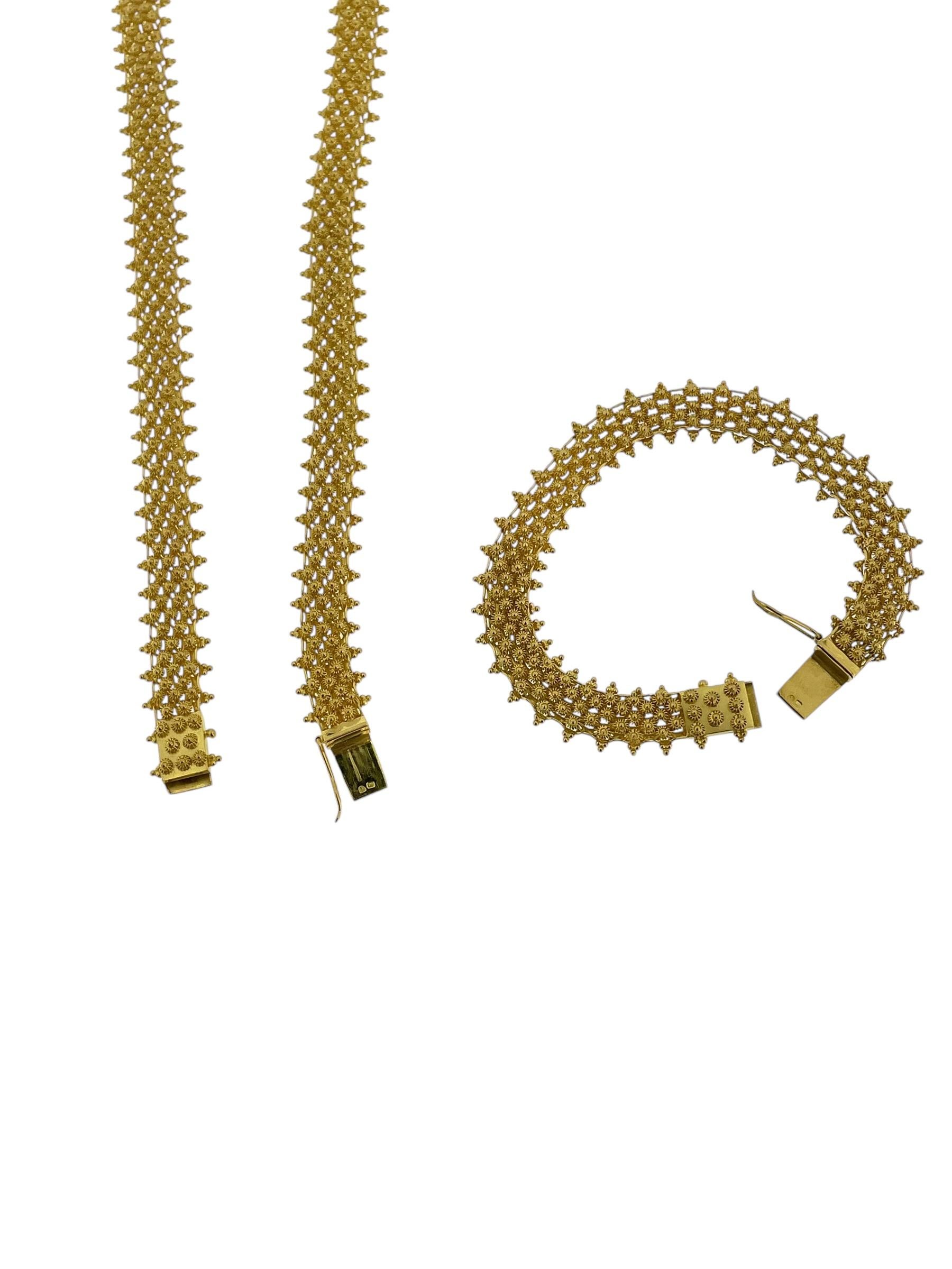 Portugiesisches Set-Armband und Halskette aus 19 Karat Gelbgold im Angebot 3