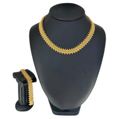 Portugiesisches Set-Armband und Halskette aus 19 Karat Gelbgold