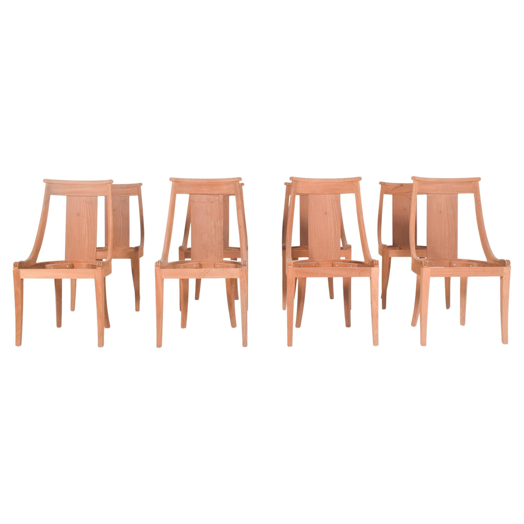 Portuguese Set of Eight Deco Dining Chairs