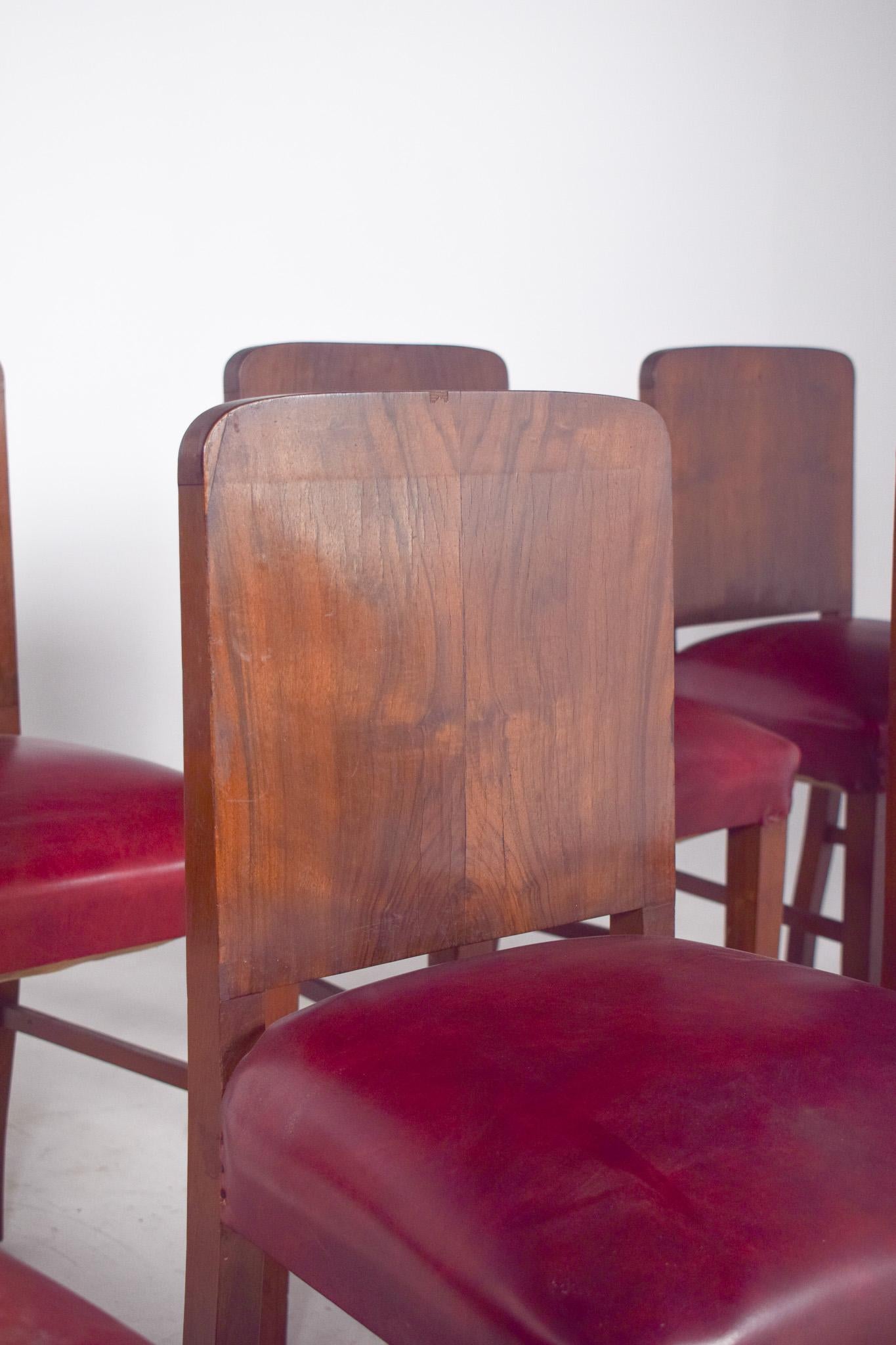 XX secolo Set portoghese di otto sedie da pranzo in stile déco in vendita