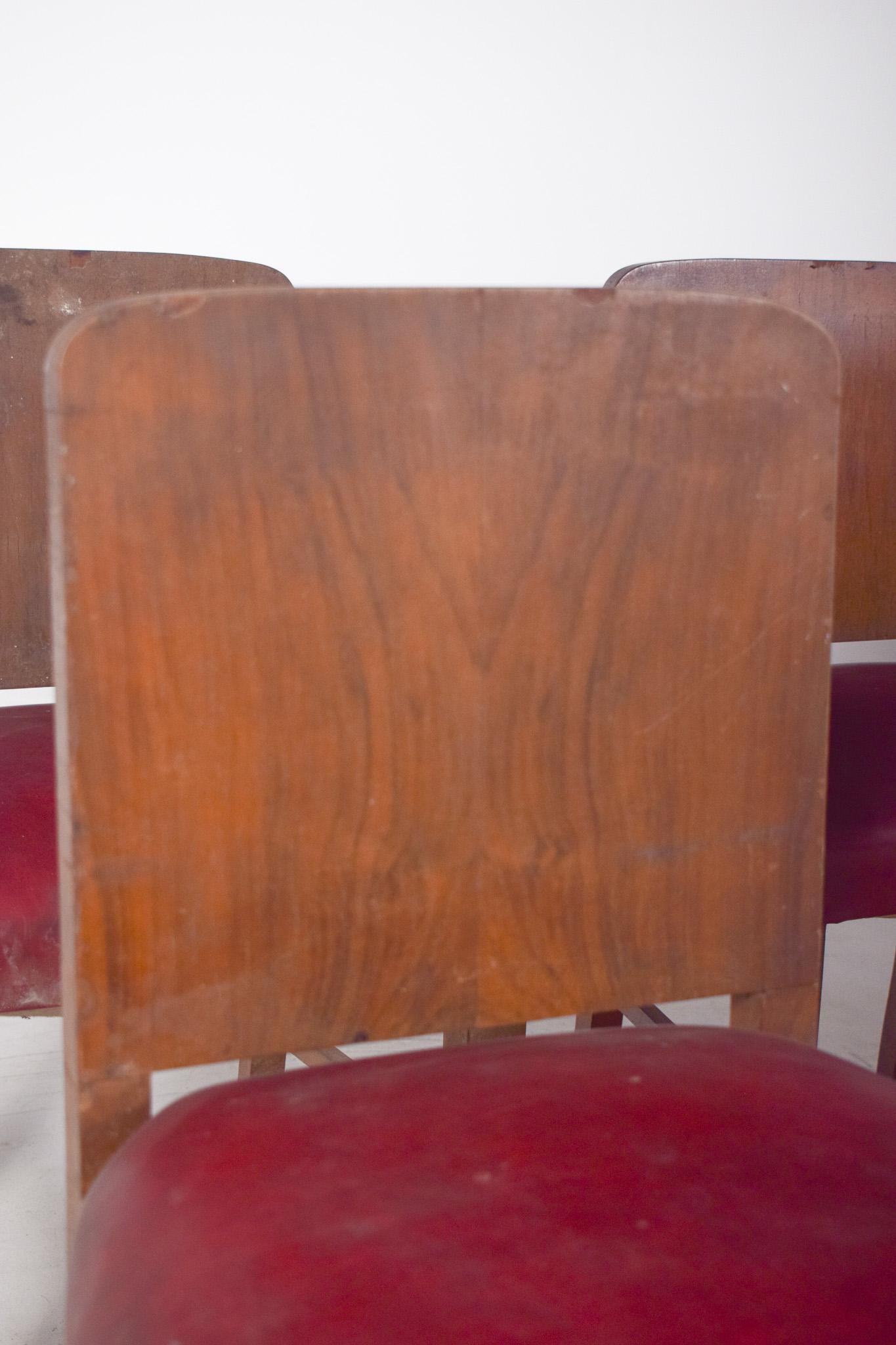 Legno Set portoghese di otto sedie da pranzo in stile déco in vendita