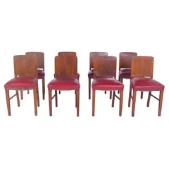 Ensemble portugais de huit chaises de salle à manger de style déco