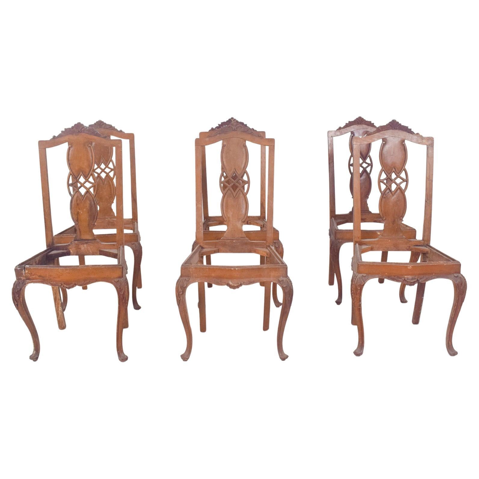 Portuguese Set of Six Dining Chairs