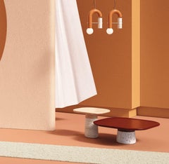 Portuguese Side Table Poppy with Jade Top and White Marble Base by Mambo